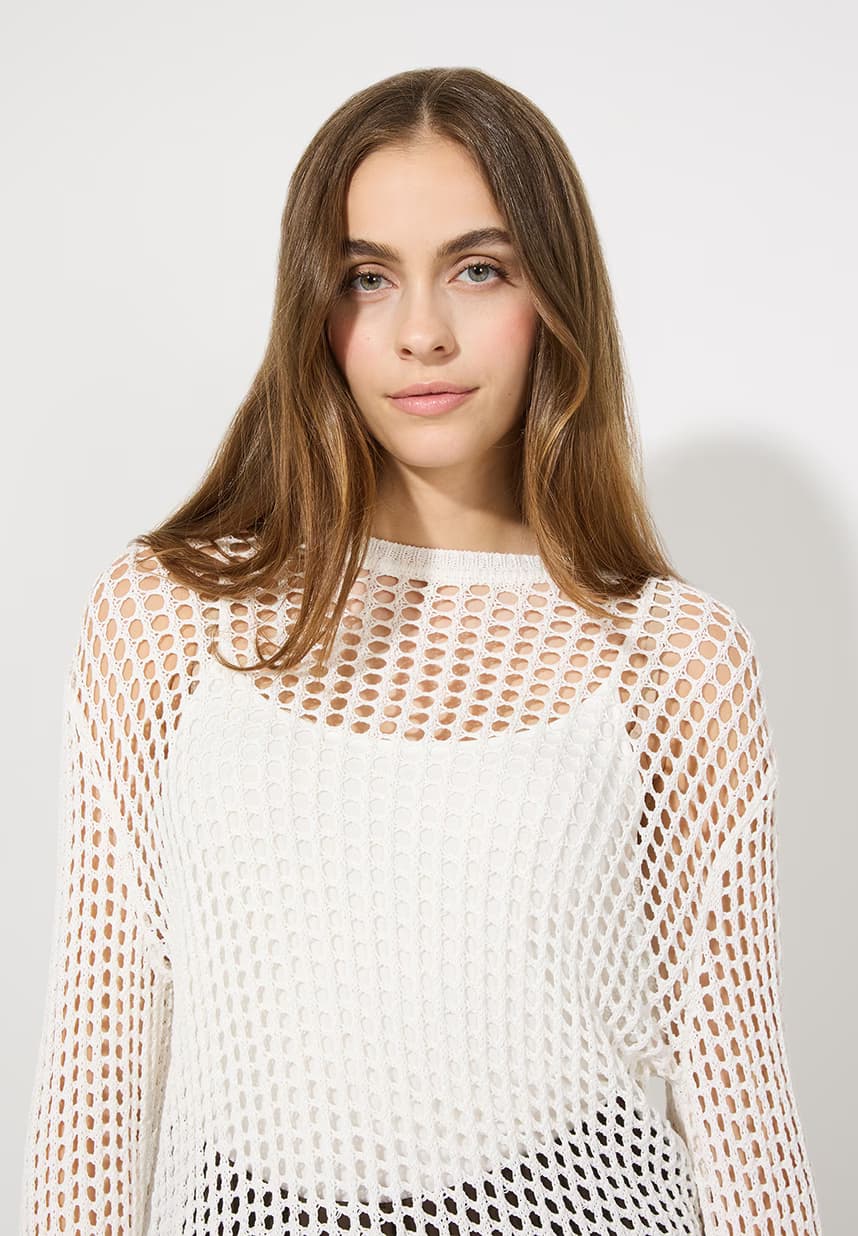 weißer Lochstrickpuller