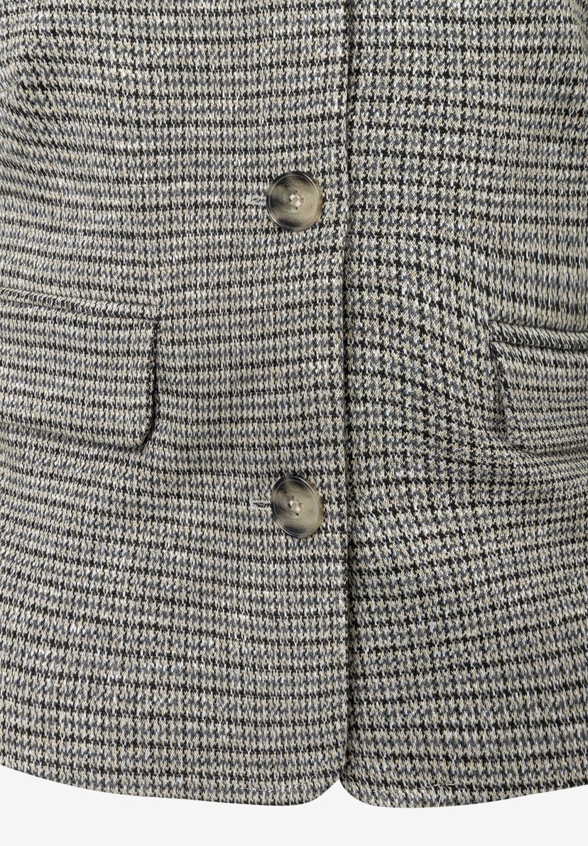 MORE & MORE Jacke mit Hahnentrittmuster in Grau-Schwarz und beigen Akzenten, 2 Knöpfe, 2 Taschen. Stylisher Chic. MORE & MORE Jacke mit Hahnentrittmuster in Grau-Schwarz und beigen Akzenten, 2 Knöpfe, 2 Taschen. Stylisher Chic.