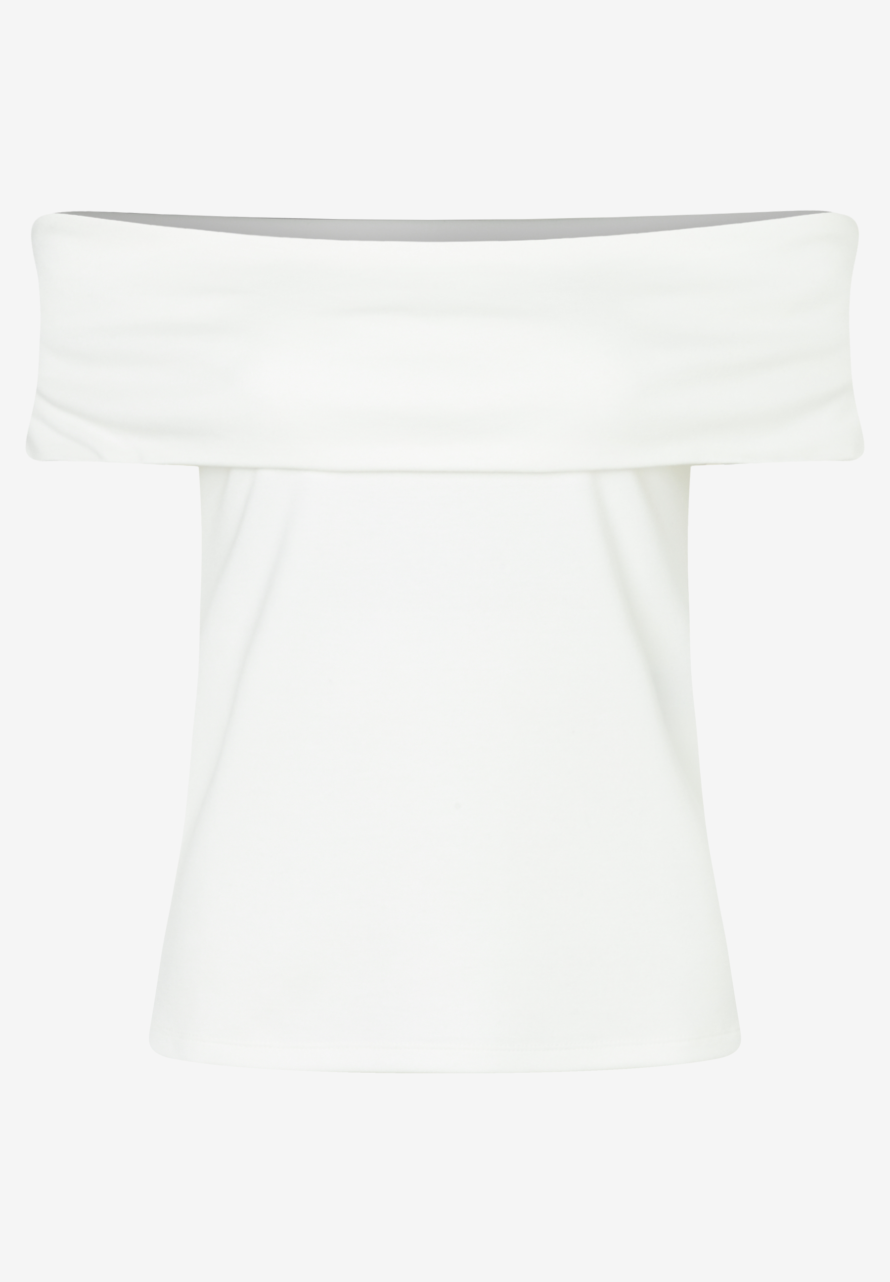 MORE & MORE Off-Shoulder T-Shirt aus elastischem Jersey in Weiß. Bequemes, hautfreundliches Oberteil. MORE & MORE Off-Shoulder T-Shirt aus elastischem Jersey in Weiß. Bequemes, hautfreundliches Oberteil.