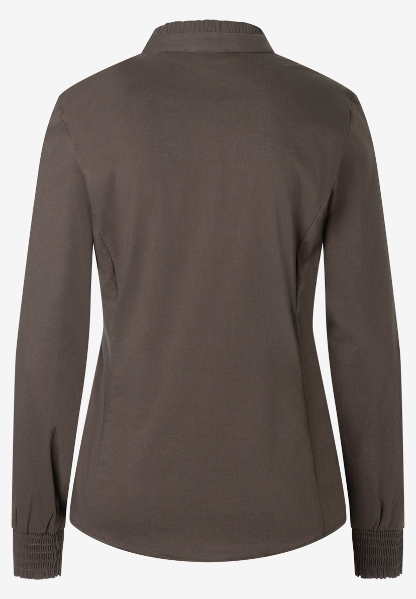MORE & MORE Popeline-Bluse aus Baumwollmischung, hautfreundlich und elastisch, braun. Rückansicht MORE & MORE Popeline-Bluse aus Baumwollmischung, hautfreundlich und elastisch, braun. Rückansicht