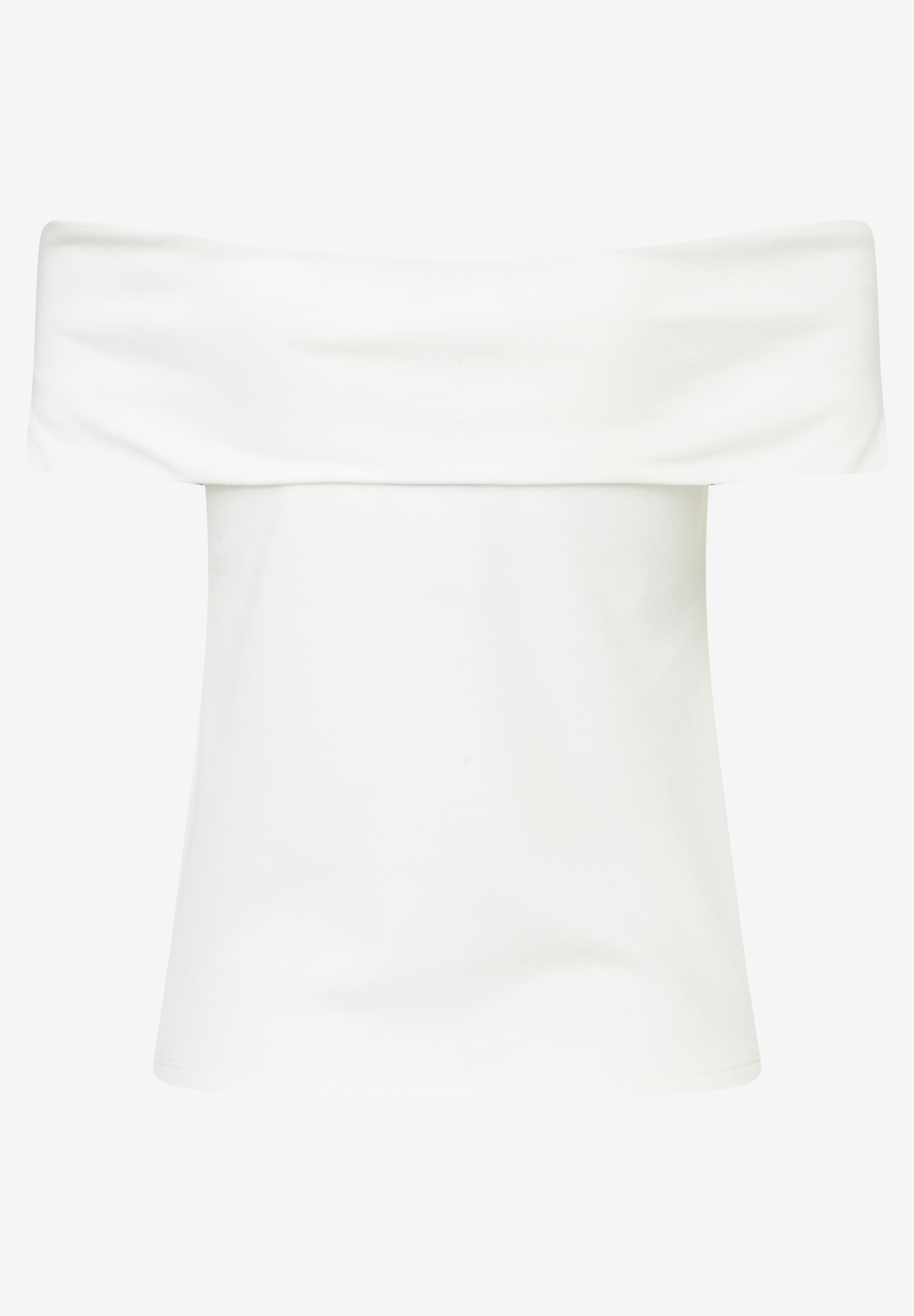 MORE & MORE weißes, schulterfreies Jersey-Top mit gerafftem Dekolleté für angenehmen Tragekomfort. MORE & MORE weißes, schulterfreies Jersey-Top mit gerafftem Dekolleté für angenehmen Tragekomfort.