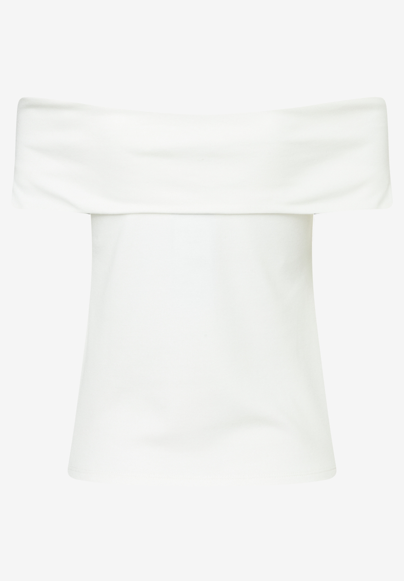 MORE & MORE weißes, schulterfreies Jersey-Top mit gerafftem Dekolleté für angenehmen Tragekomfort. MORE & MORE weißes, schulterfreies Jersey-Top mit gerafftem Dekolleté für angenehmen Tragekomfort.