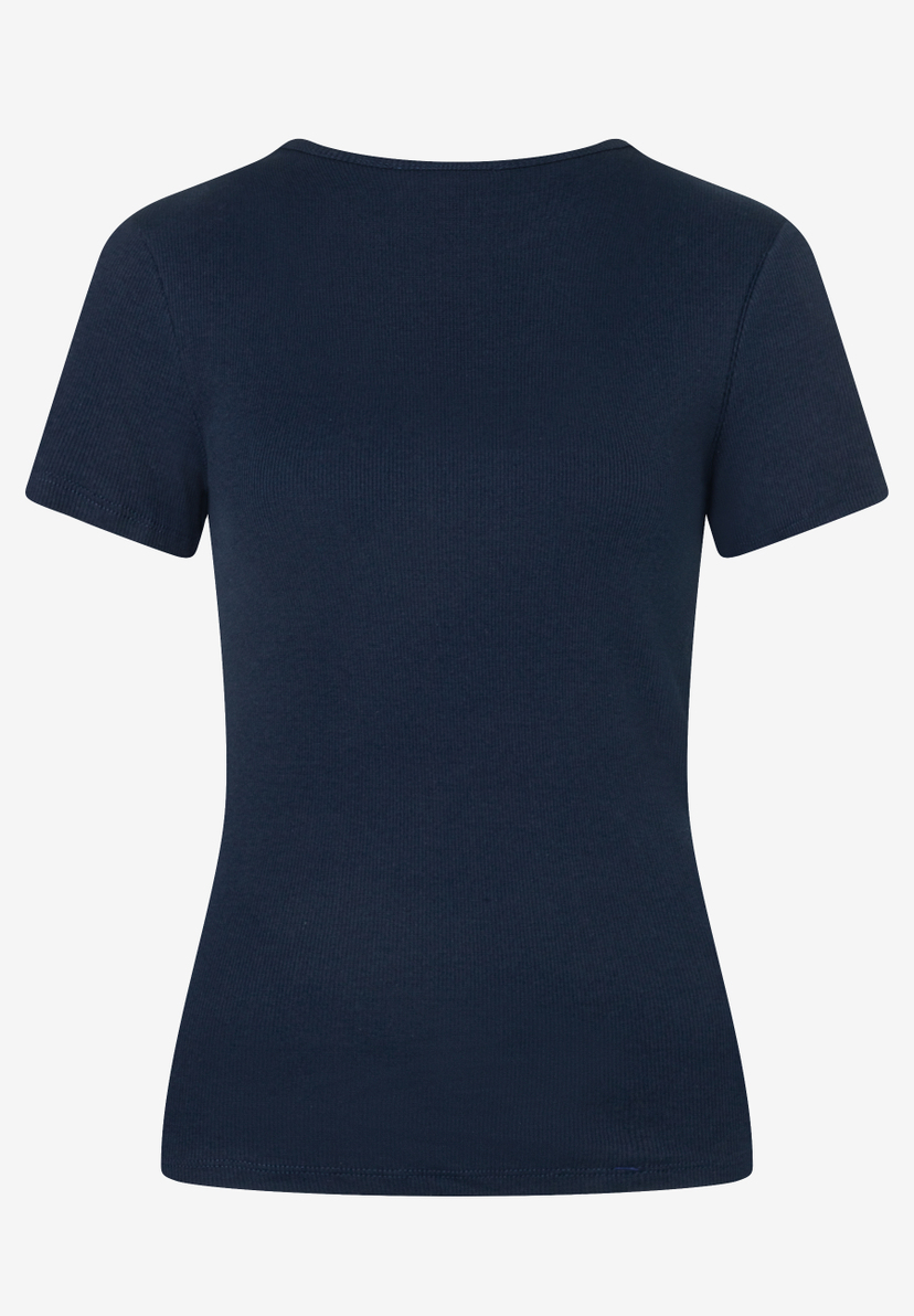 MORE & MORE geripptes T-Shirt in Dunkelblau, elastisch & hautfreundlich, figurbetonter Schnitt. MORE & MORE geripptes T-Shirt in Dunkelblau, elastisch & hautfreundlich, figurbetonter Schnitt.