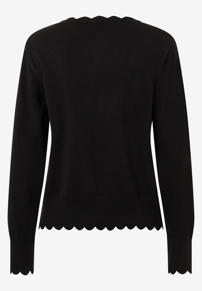 MORE & MORE Feinstrick-Pullover in Schwarz mit Wellensaum und langen Ärmeln, angenehm weich und elastisch. MORE & MORE Feinstrick-Pullover in Schwarz mit Wellensaum und langen Ärmeln, angenehm weich und elastisch.
