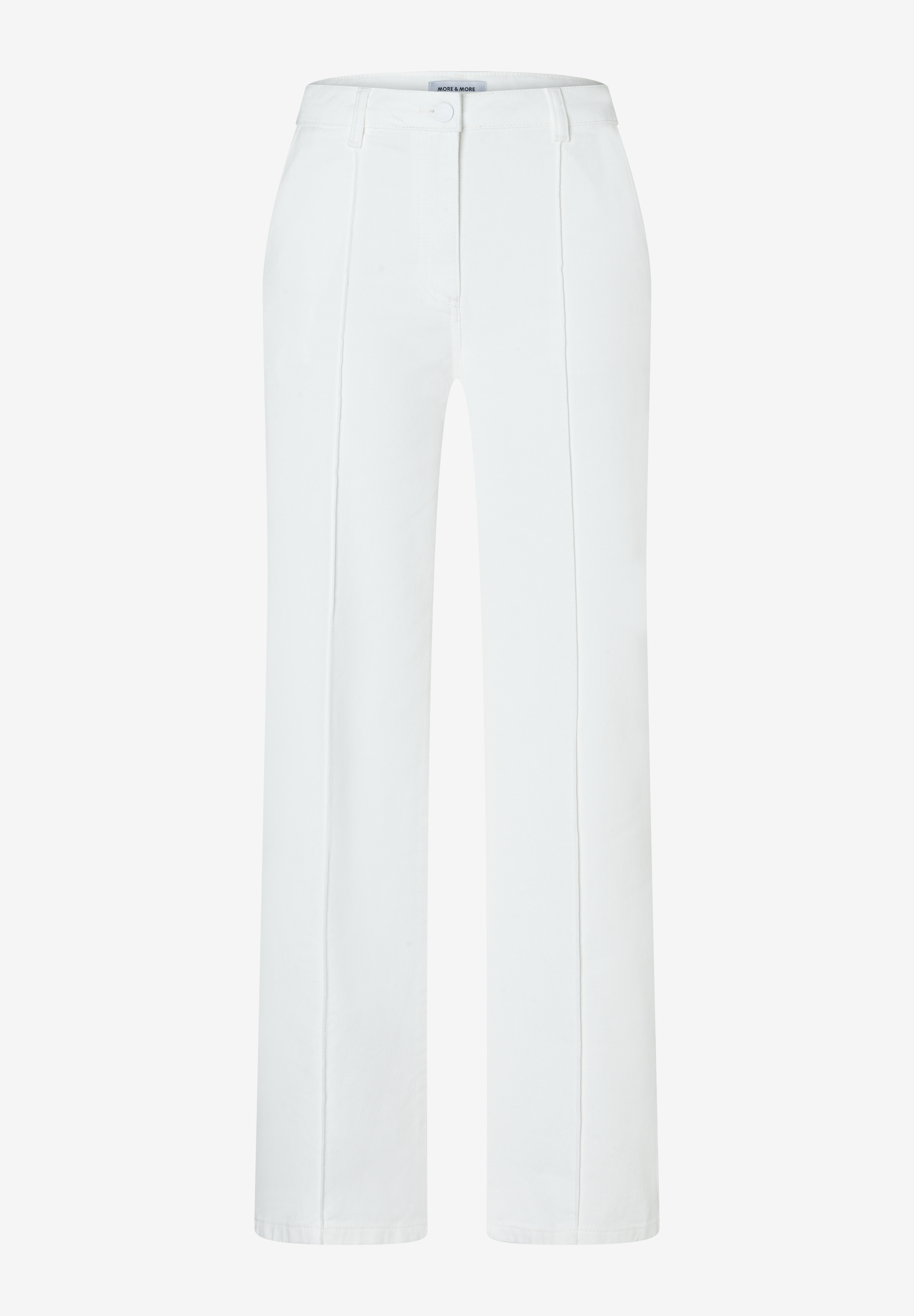 Weiße MORE & MORE Hose aus Twill mit geradem Bein und angenehmem Tragekomfort.