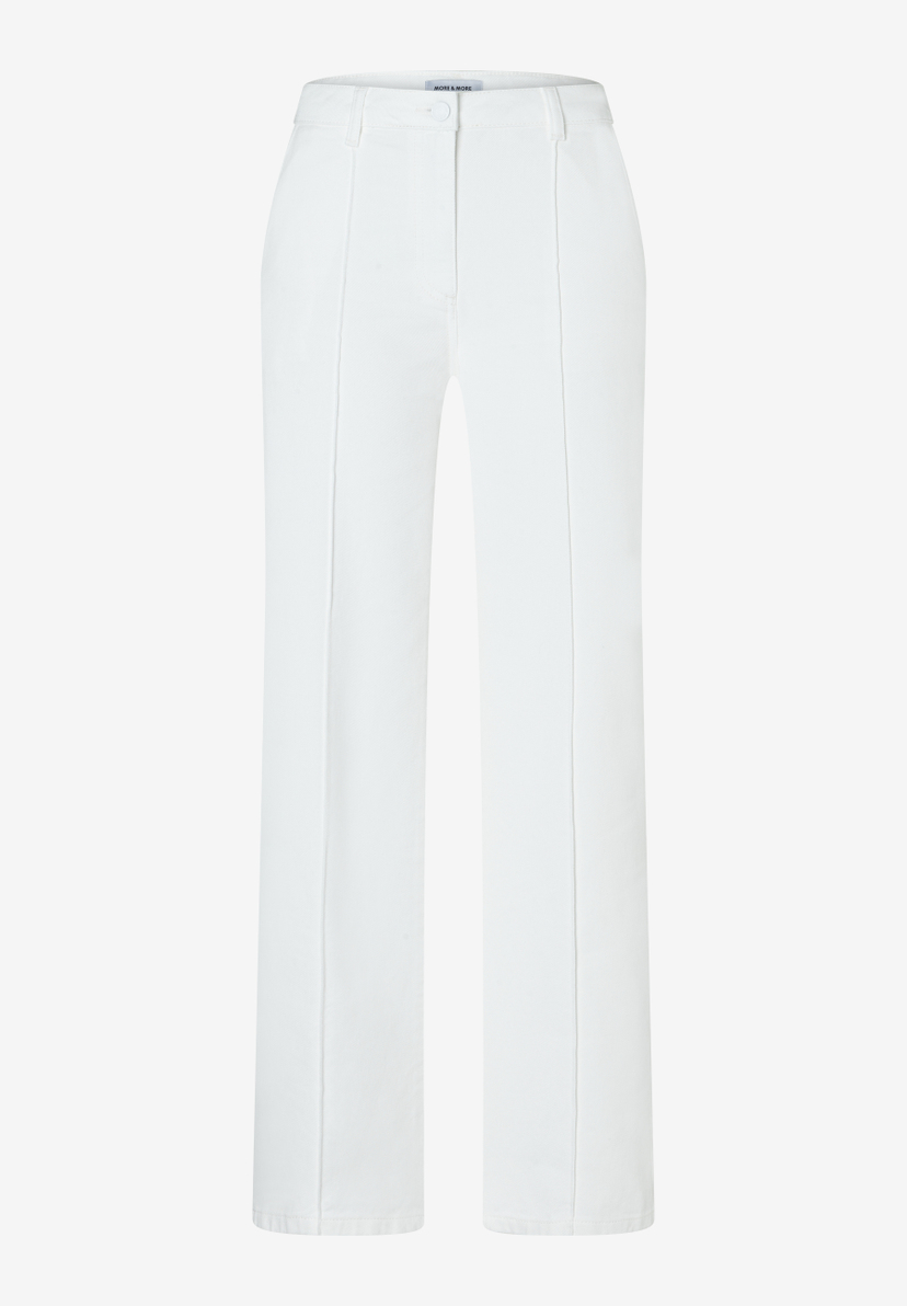 Weiße MORE & MORE Hose aus Twill mit geradem Bein und angenehmem Tragekomfort. Weiße MORE & MORE Hose aus Twill mit geradem Bein und angenehmem Tragekomfort.