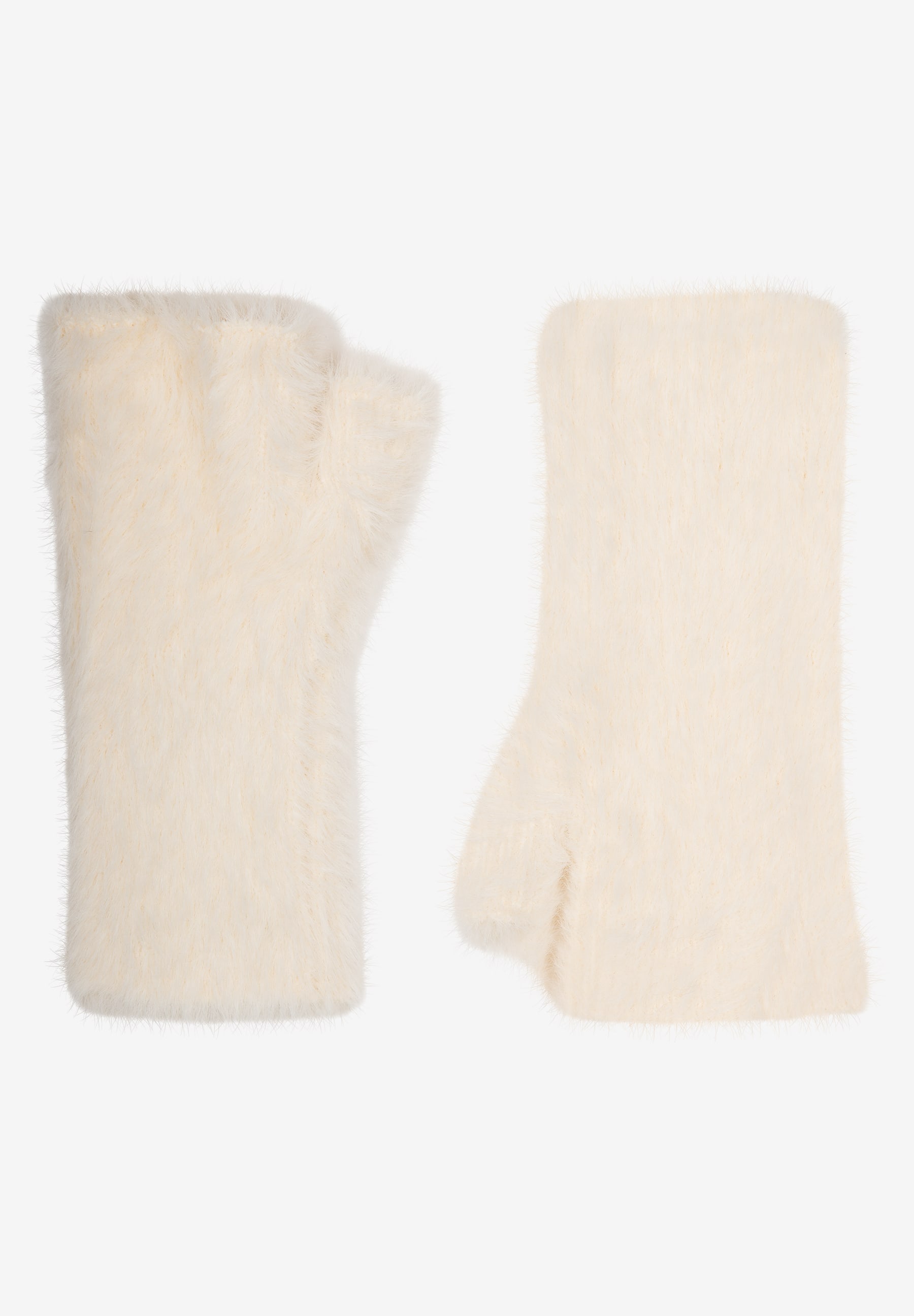 MORE & MORE Accessoires: Kuschelig weiche, cremefarbene Fäustlinge im Pelz-Look, die Handgelenk und Daumen umhüllen.