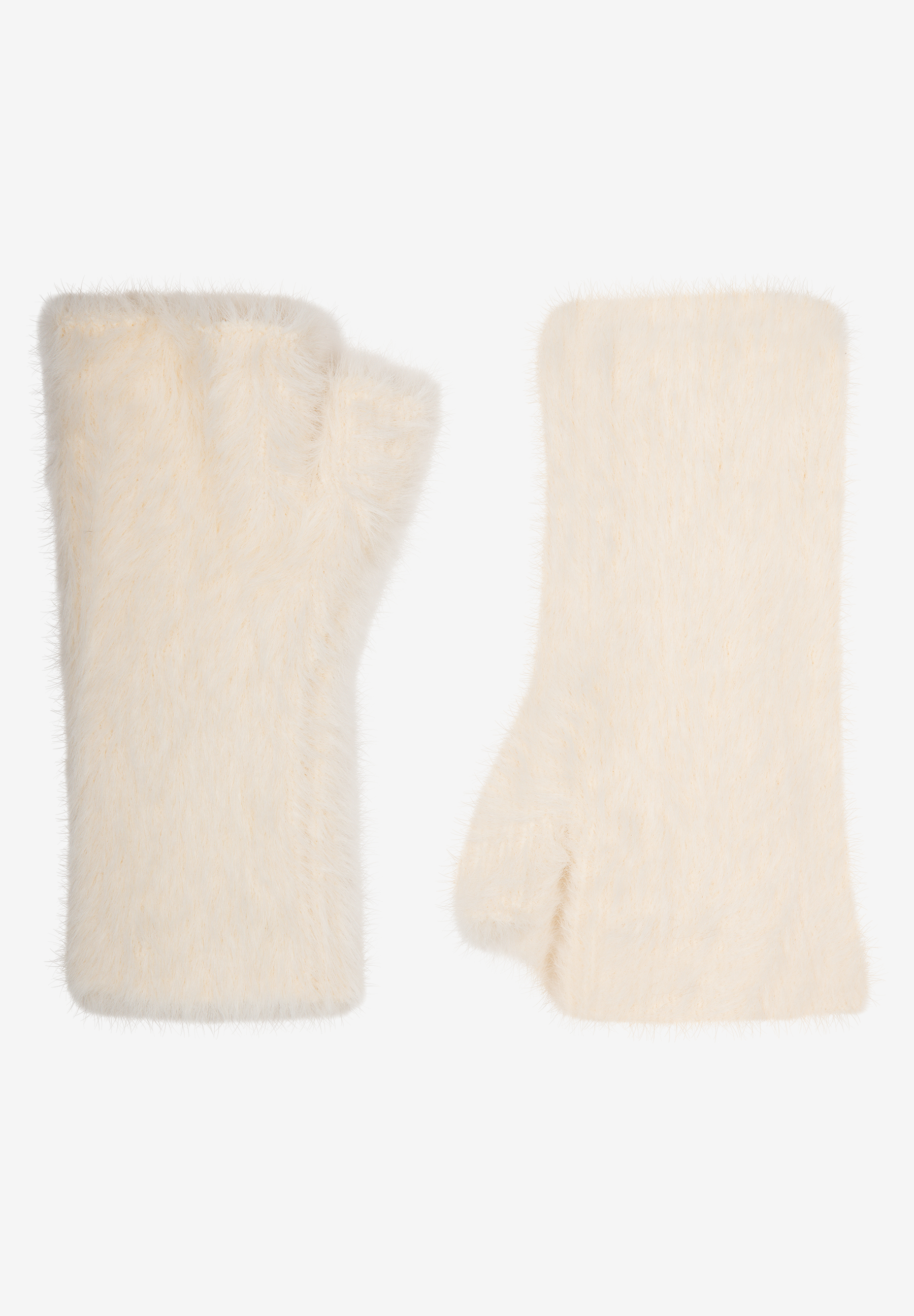 MORE & MORE Accessoires: Kuschelig weiche, cremefarbene Fäustlinge im Pelz-Look, die Handgelenk und Daumen umhüllen.