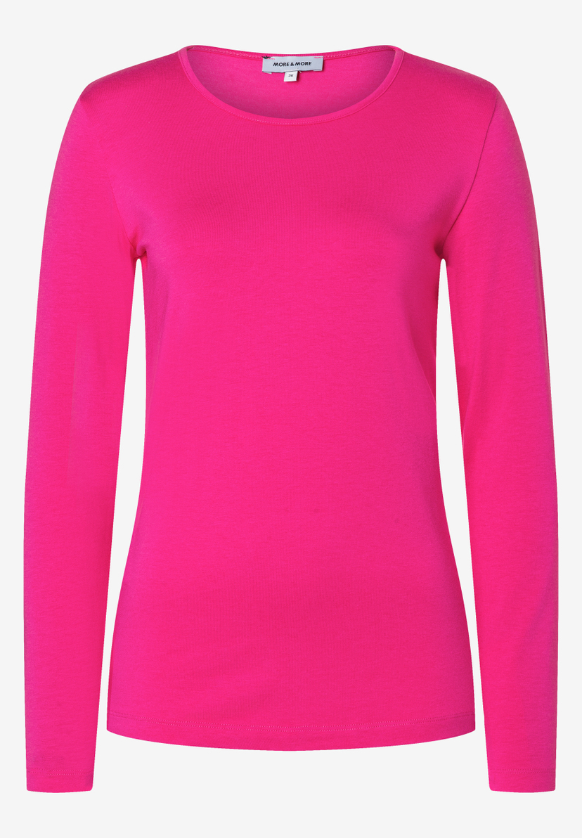 Ein pinkfarbenes, langärmeliges Jersey-Top von MORE & MORE mit Rundhalsausschnitt. Ein pinkfarbenes, langärmeliges Jersey-Top von MORE & MORE mit Rundhalsausschnitt.