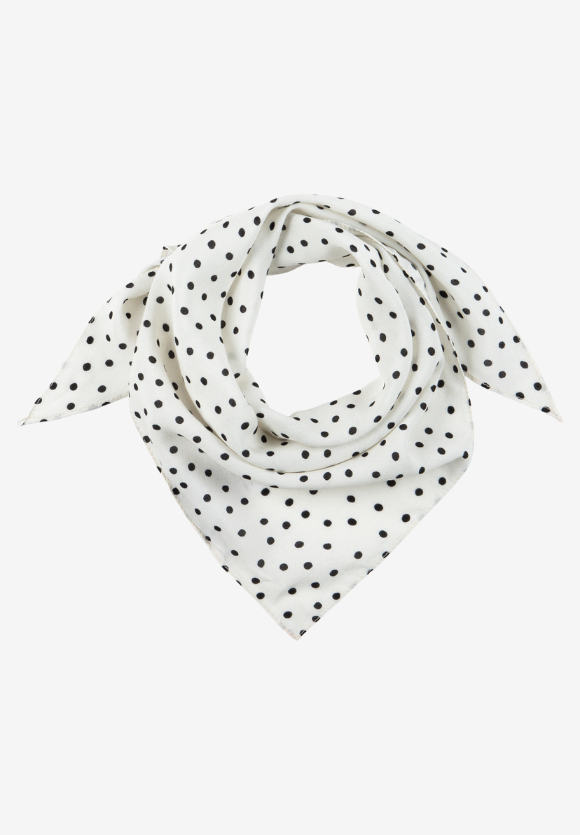 MORE & MORE Accessoires: Weißes Halstuch mit schwarzen Punkten, elegant gefaltet.