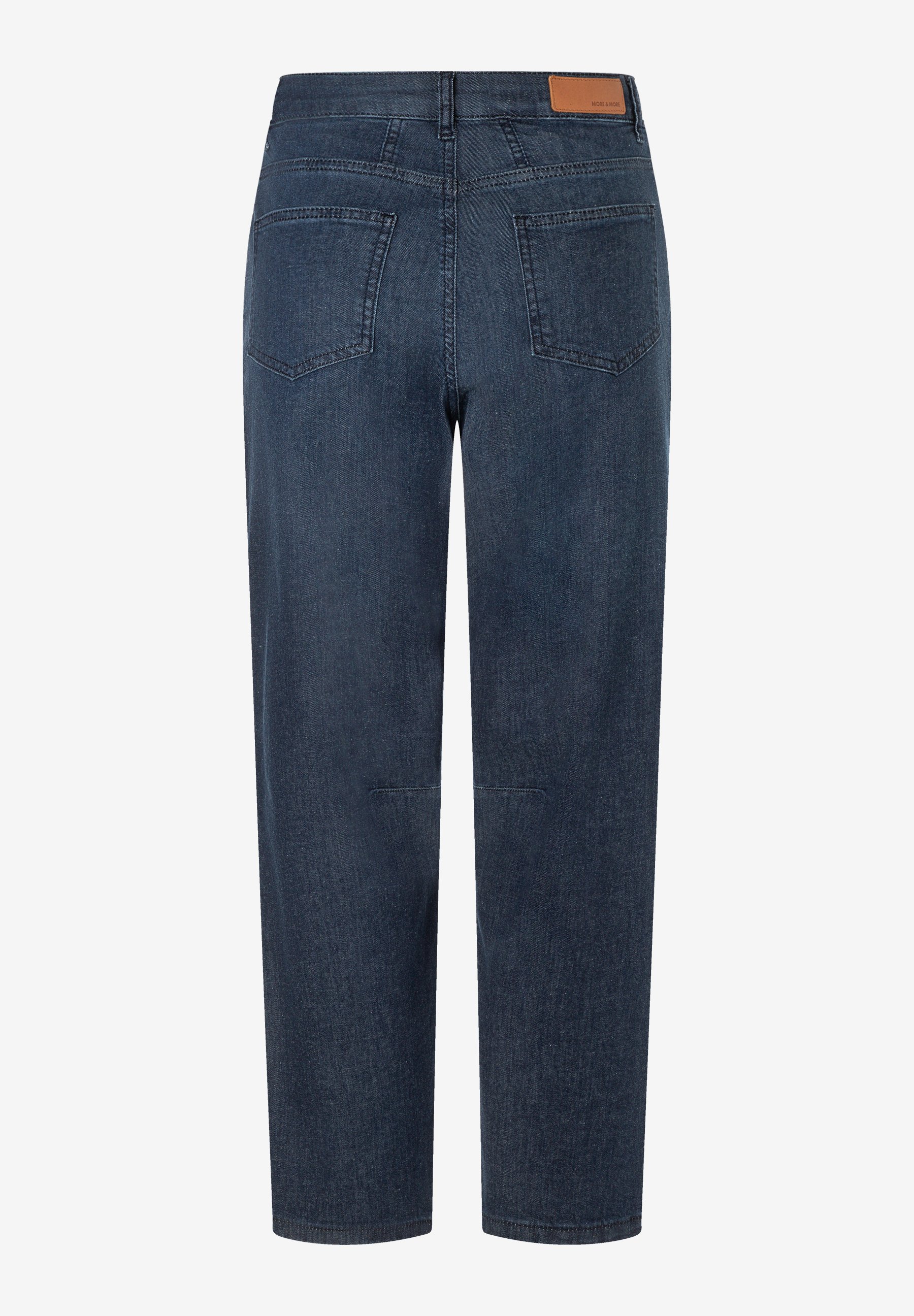 MORE & MORE Damen Jeans in Dunkelblau, mit zwei Gesäßtaschen und einem braunen Markenetikett am Bund. MORE & MORE Damen Jeans in Dunkelblau, mit zwei Gesäßtaschen und einem braunen Markenetikett am Bund.