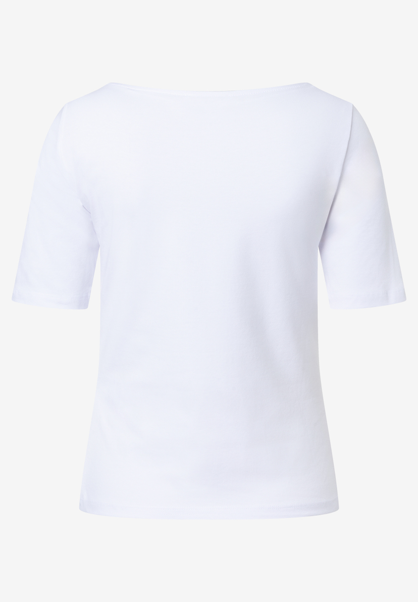 Ein weißes MORE & MORE Jersey-Top mit kurzen Ärmeln. Ein weißes MORE & MORE Jersey-Top mit kurzen Ärmeln.