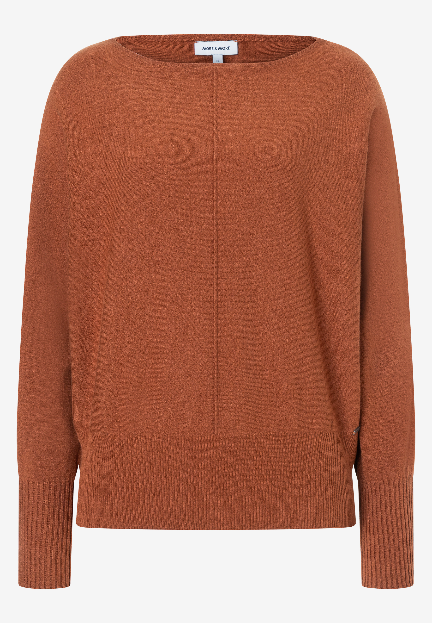 MORE & MORE Feinstrick Pullover in Rostbraun mit U-Boot-Ausschnitt, angenehm und elastisch, hautfreundlich. MORE & MORE Feinstrick Pullover in Rostbraun mit U-Boot-Ausschnitt, angenehm und elastisch, hautfreundlich.