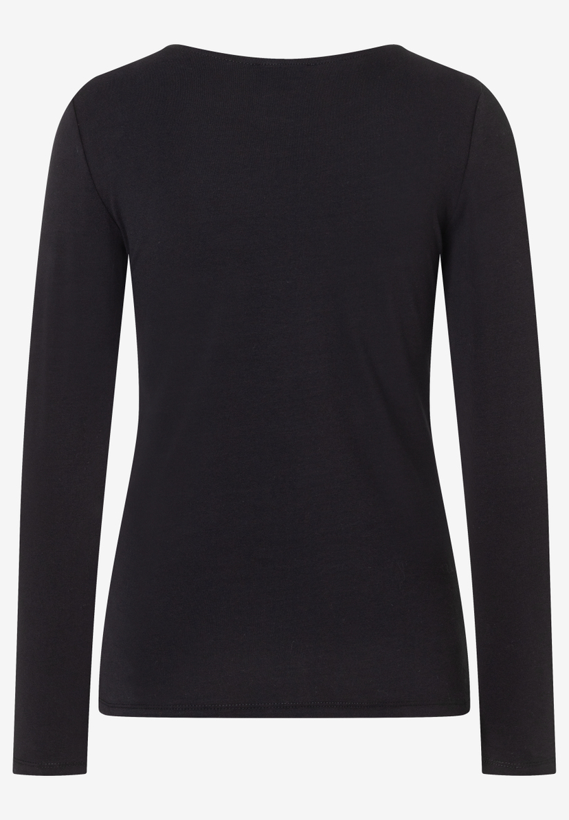 Ein schwarzes MORE & MORE Oberteil mit langen Ärmeln und Jersey-Material. Ein schwarzes MORE & MORE Oberteil mit langen Ärmeln und Jersey-Material.