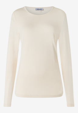 MORE & MORE Damen Langarmshirt aus Jersey in hellem Beige, hautfreundlich und elastisch, schlichter Rundhalsausschnitt.