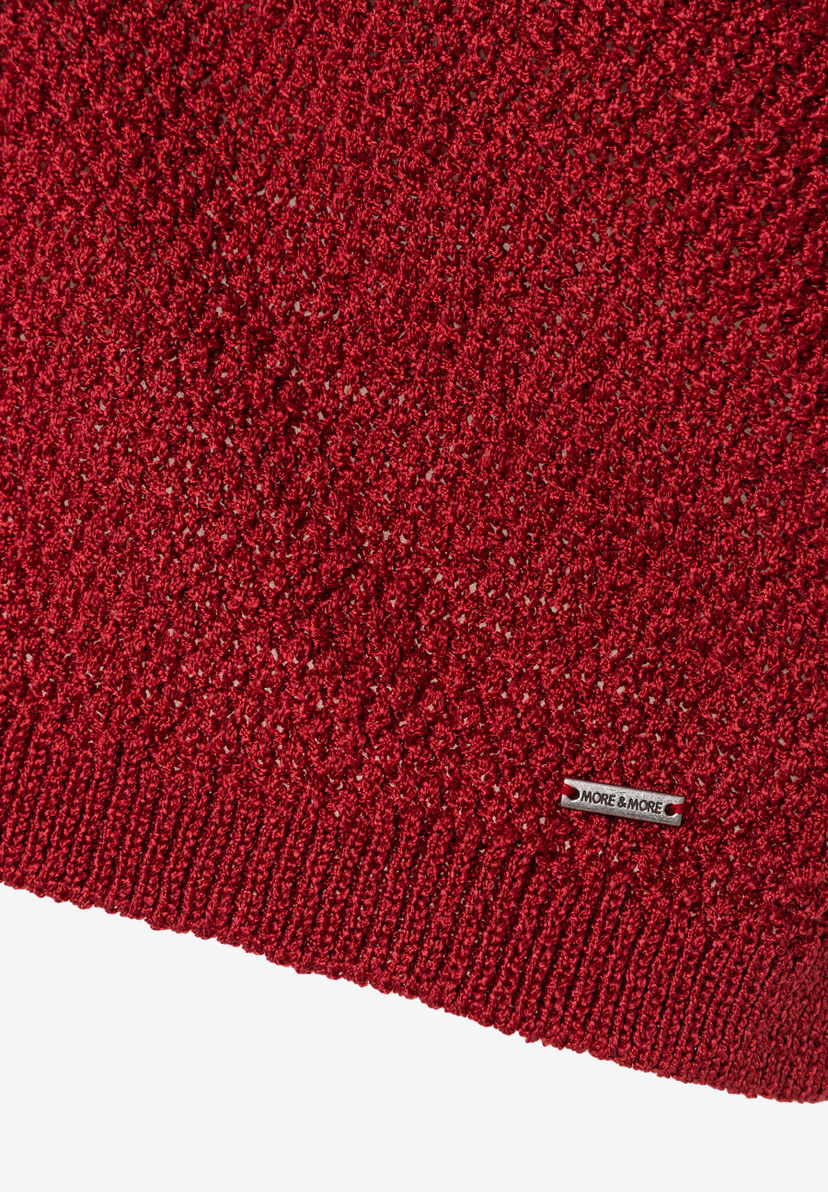 MORE & MORE Strukturstrick-Pullover in Rot, mit glänzender Optik und angenehmem Tragekomfort. MORE & MORE Strukturstrick-Pullover in Rot, mit glänzender Optik und angenehmem Tragekomfort.