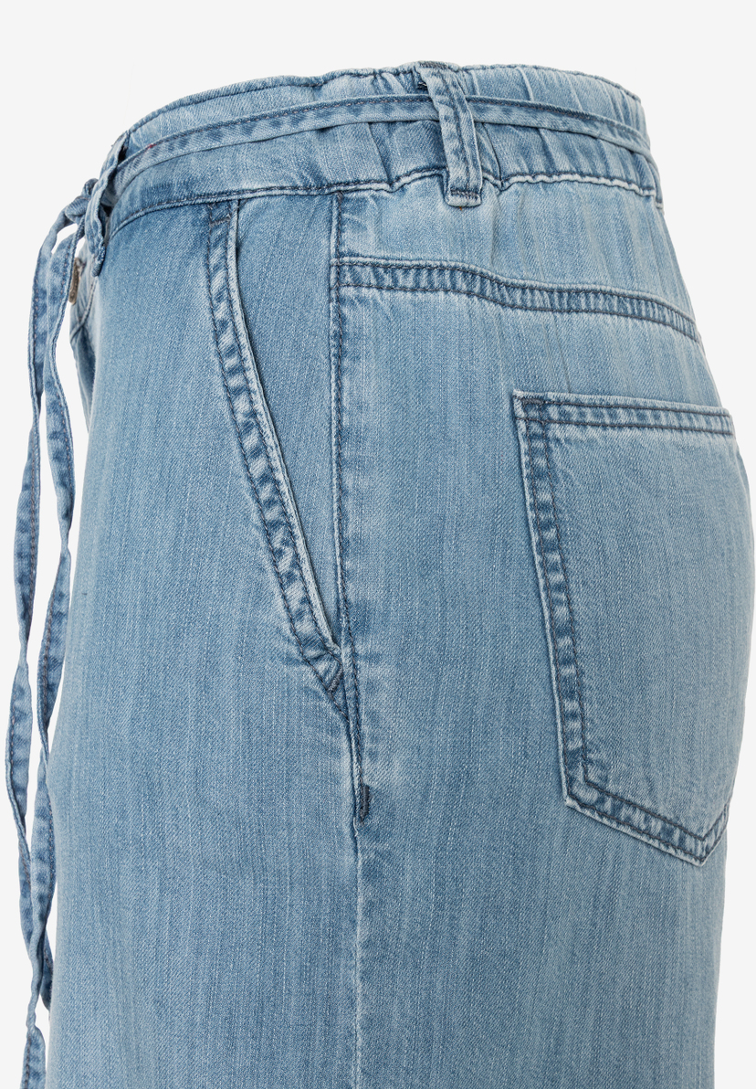 MORE & MORE Jeans im Worker-Stil aus leichtem Denim mit Kordelzug und Gesäßtasche, Seitenansicht MORE & MORE Jeans im Worker-Stil aus leichtem Denim mit Kordelzug und Gesäßtasche, Seitenansicht
