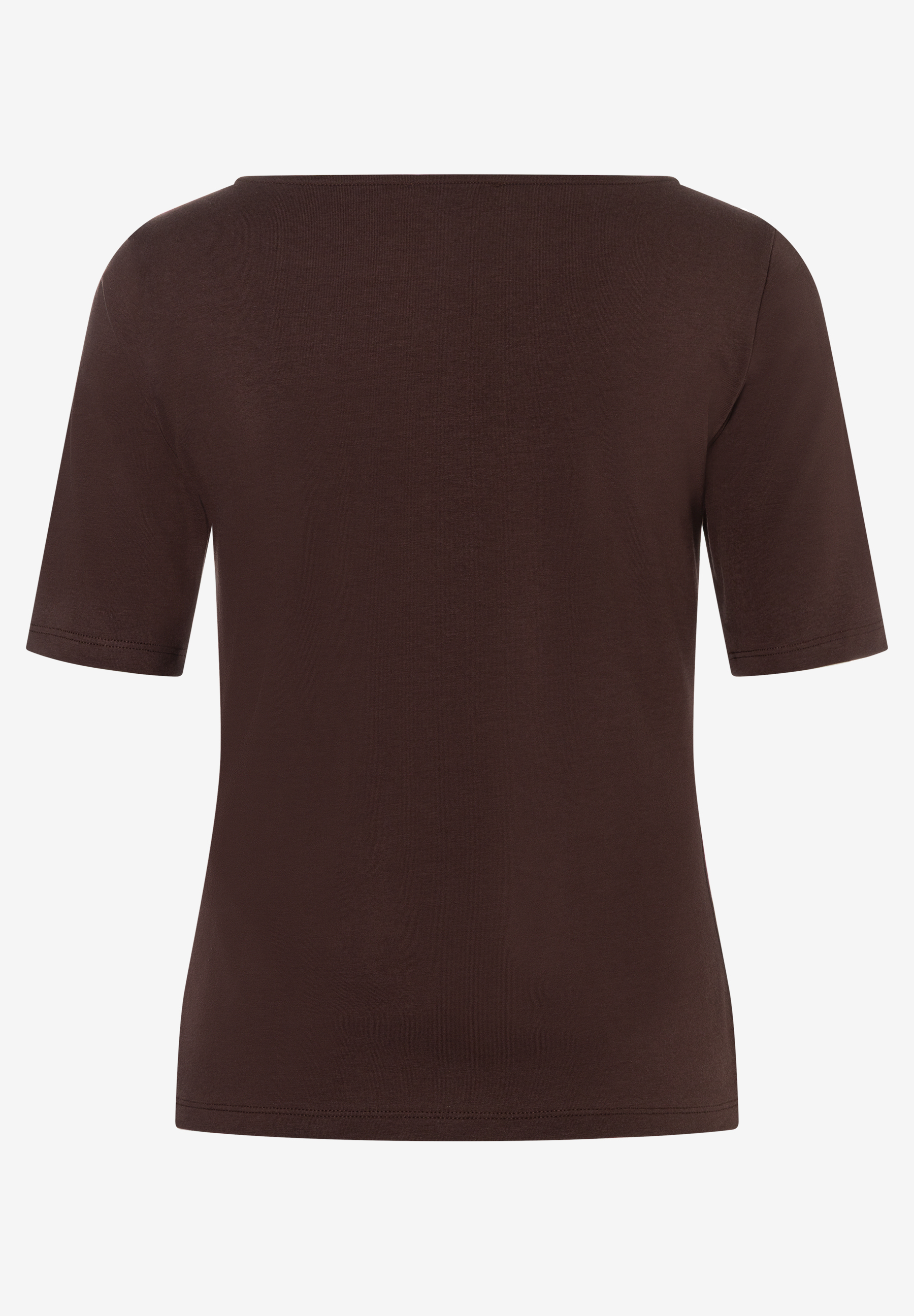 MORE & MORE Damen-Jersey-Oberteil in Braun, T-Shirt mit U-Boot-Ausschnitt, kurzärmelig, angenehmer Tragekomfort. MORE & MORE Damen-Jersey-Oberteil in Braun, T-Shirt mit U-Boot-Ausschnitt, kurzärmelig, angenehmer Tragekomfort.