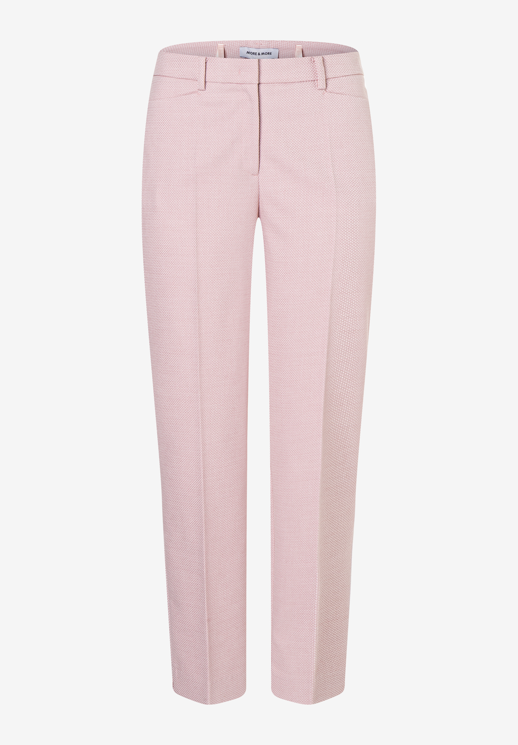 Eine rosafarbene MORE & MORE Stretch Piqué Hose, von vorne fotografiert. Eine rosafarbene MORE & MORE Stretch Piqué Hose, von vorne fotografiert.