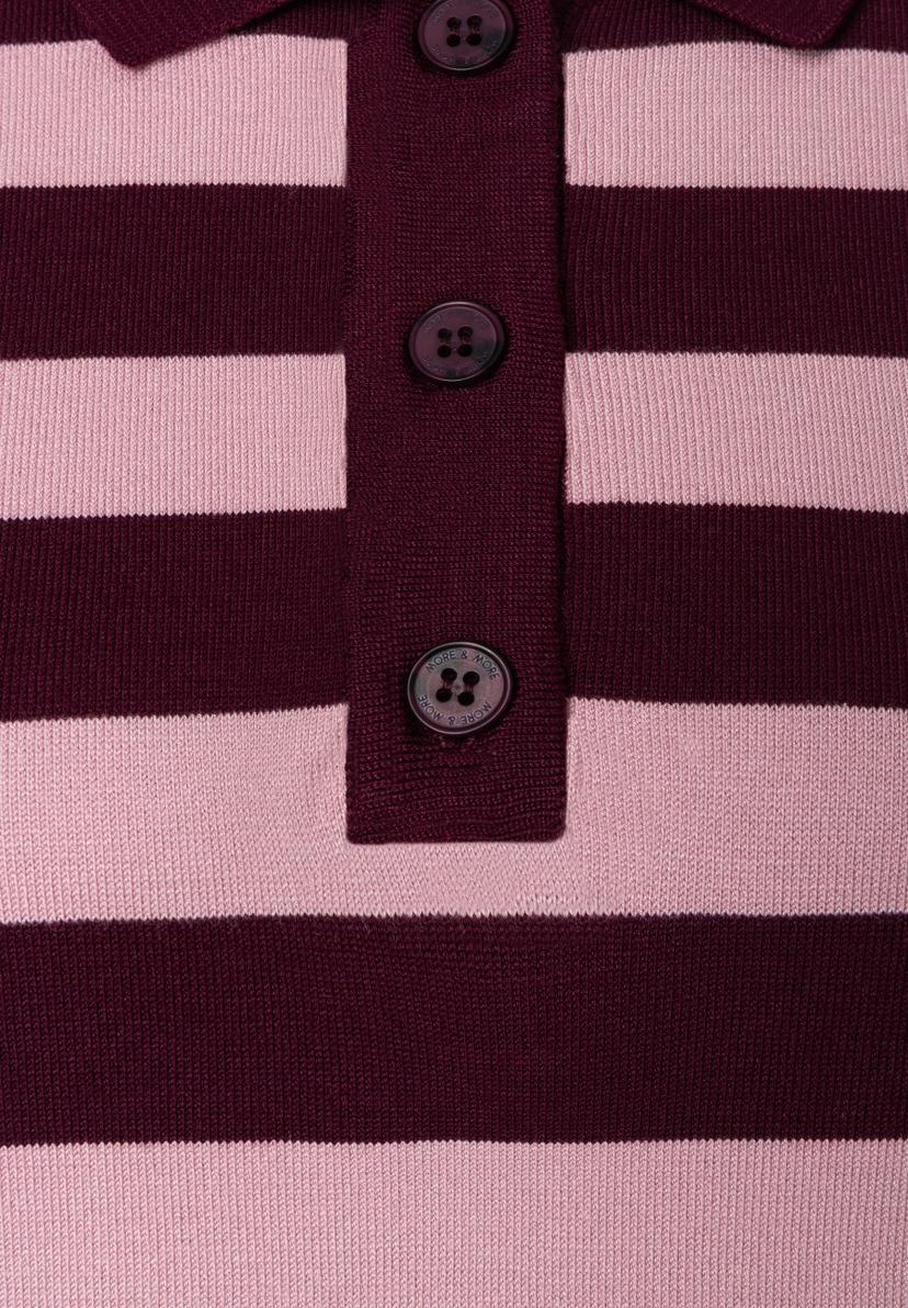 MORE & MORE Feinstrick-Pullover mit Blockstreifen in Rosa und Dunkelrot, hautfreundlich und elastisch. MORE & MORE Feinstrick-Pullover mit Blockstreifen in Rosa und Dunkelrot, hautfreundlich und elastisch.