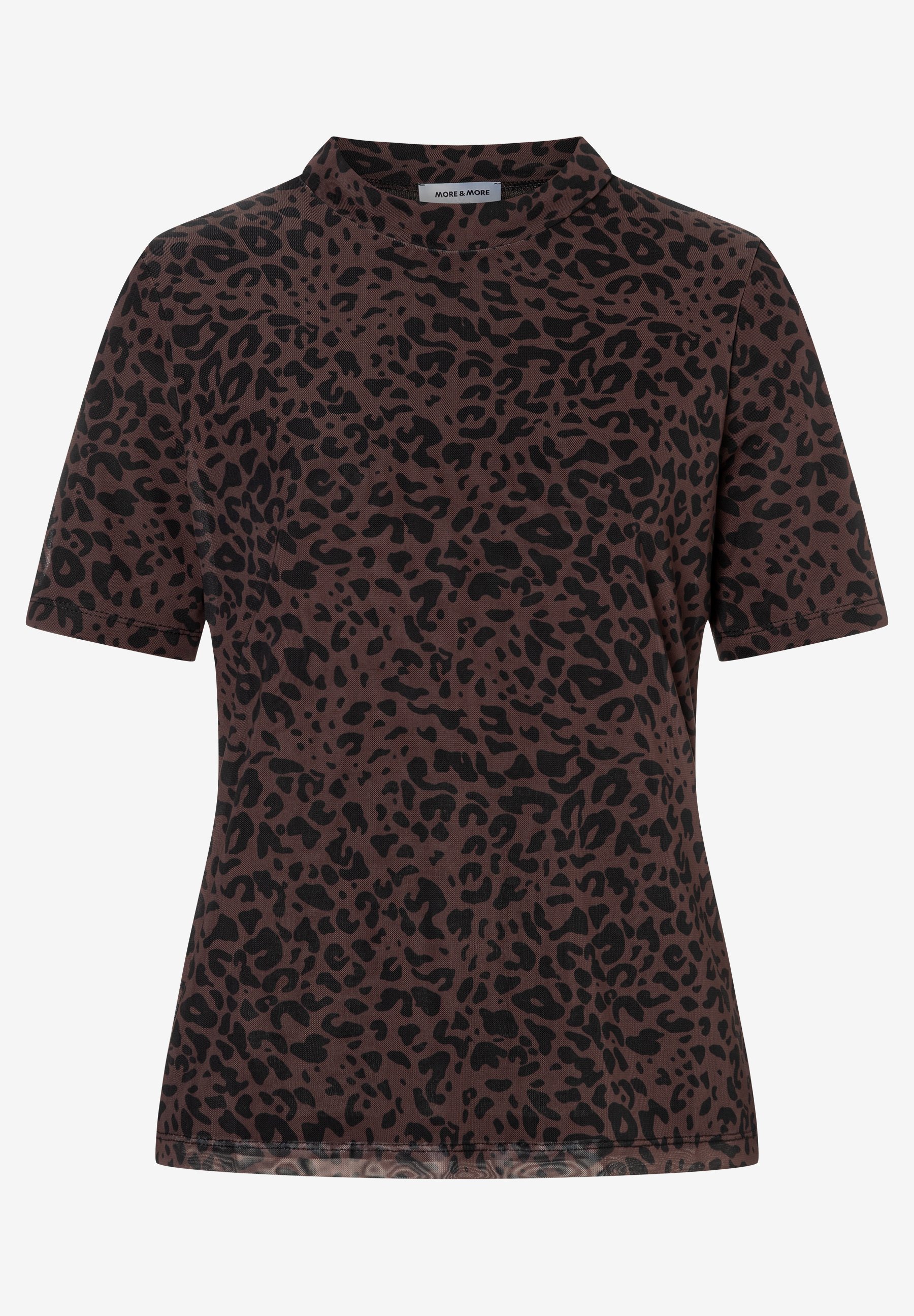 MORE & MORE Damen T-Shirt/Top mit Leopardenmuster in Dunkelbraun/Schwarz. Eng anliegend und kurzärmlig. MORE & MORE Damen T-Shirt/Top mit Leopardenmuster in Dunkelbraun/Schwarz. Eng anliegend und kurzärmlig.