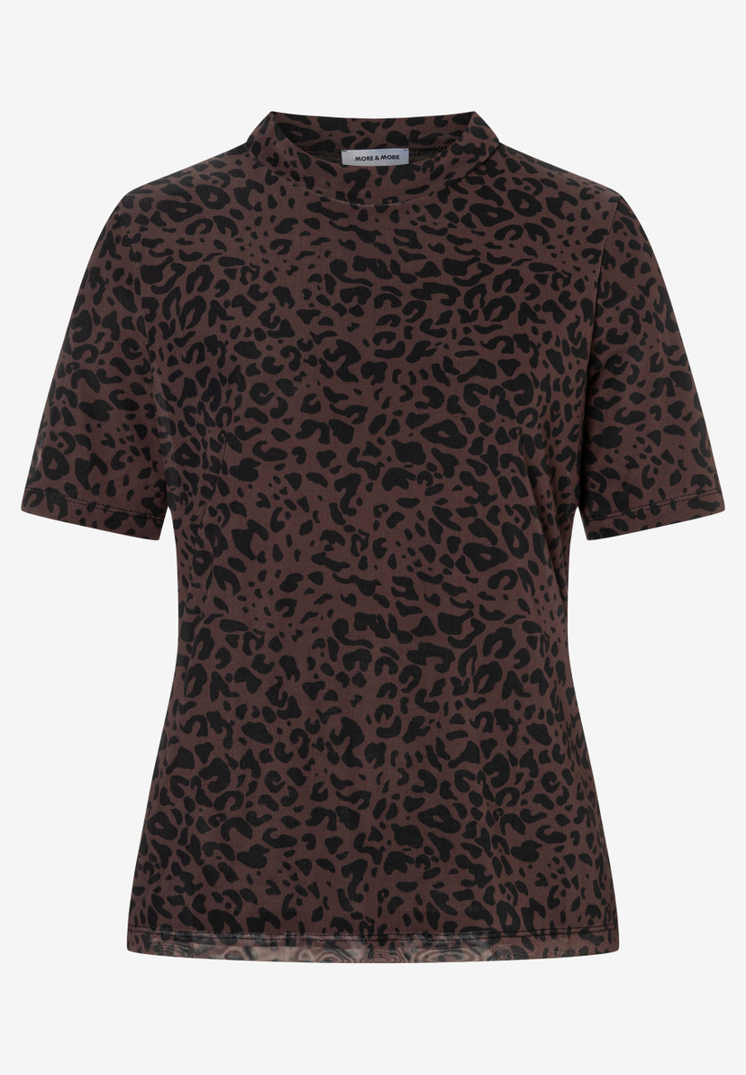 MORE & MORE Damen T-Shirt/Top mit Leopardenmuster in Dunkelbraun/Schwarz. Eng anliegend und kurzärmlig. MORE & MORE Damen T-Shirt/Top mit Leopardenmuster in Dunkelbraun/Schwarz. Eng anliegend und kurzärmlig.