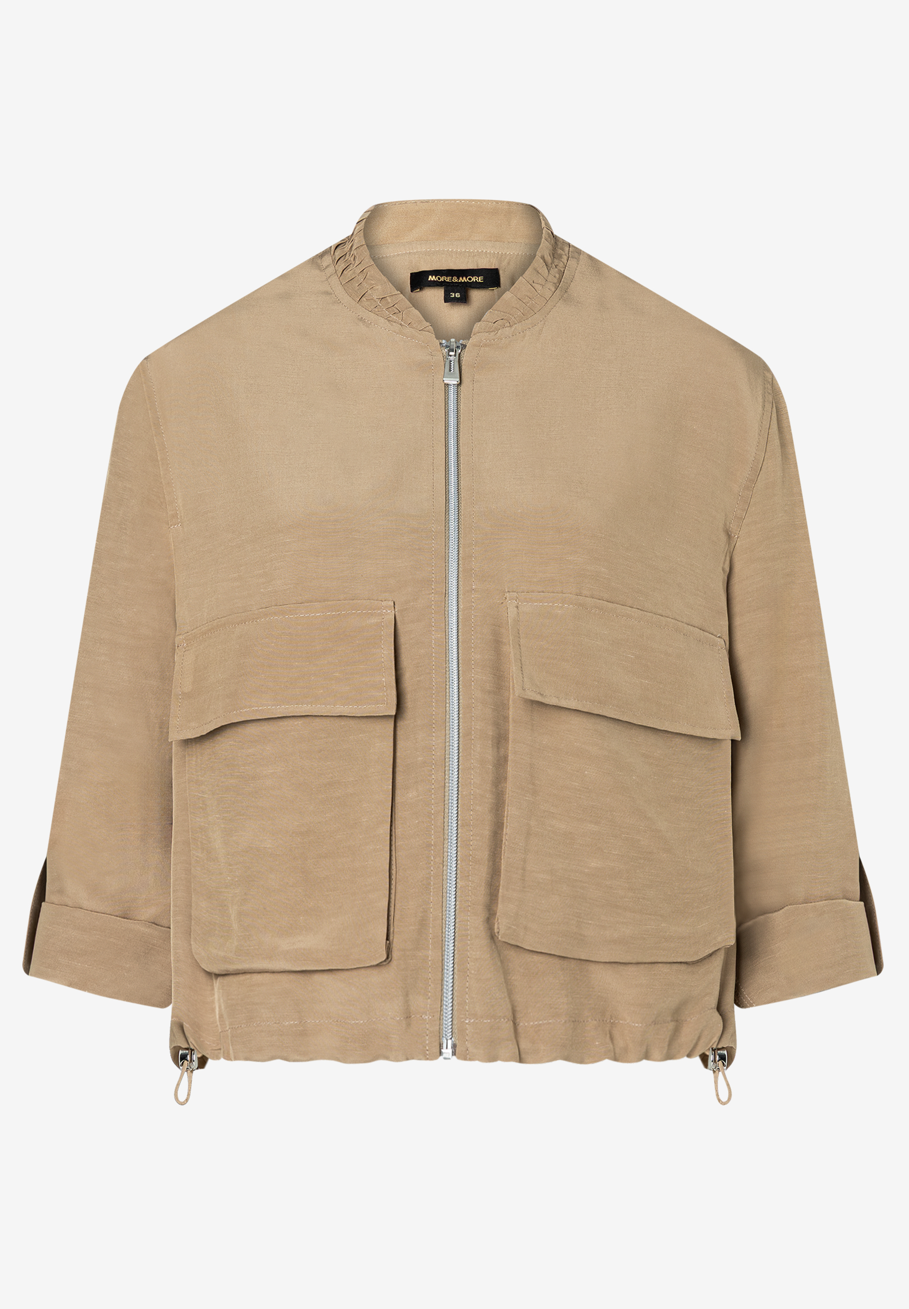 Eine MORE & MORE Jacke aus Viskosemischung, Webware, mit Reißverschluss und kurzen Ärmeln. Eine MORE & MORE Jacke aus Viskosemischung, Webware, mit Reißverschluss und kurzen Ärmeln.