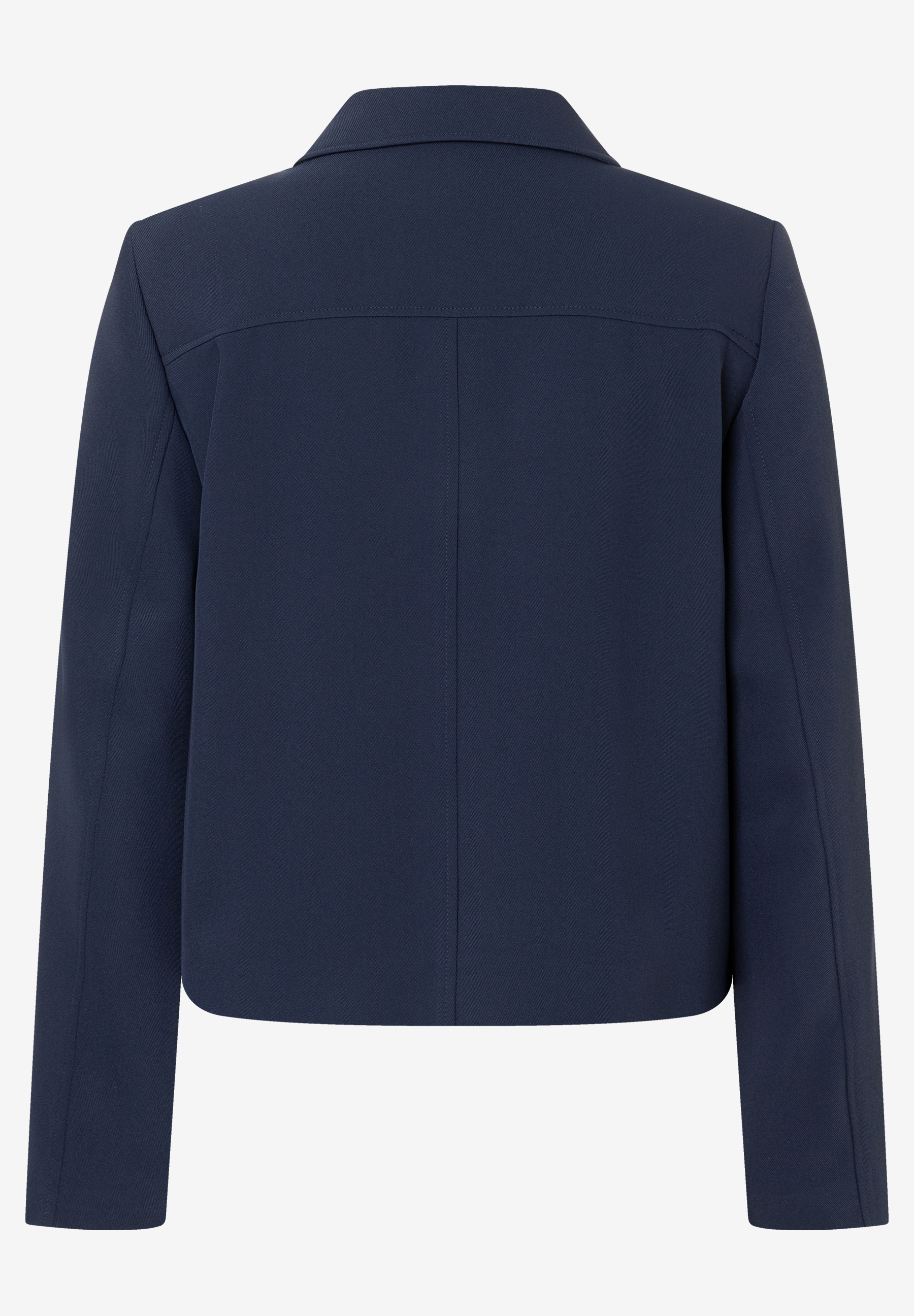 Die Rückansicht eines blauen MORE & MORE Blazers zeigt schlichte Eleganz. Die Rückansicht eines blauen MORE & MORE Blazers zeigt schlichte Eleganz.