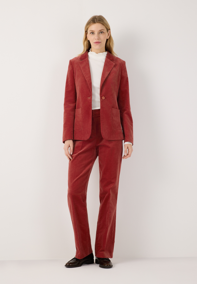MORE & MORE Damen-Hose im flared Fit aus Cord. Die Hose hat einen hohen Bund und ist einfarbig.