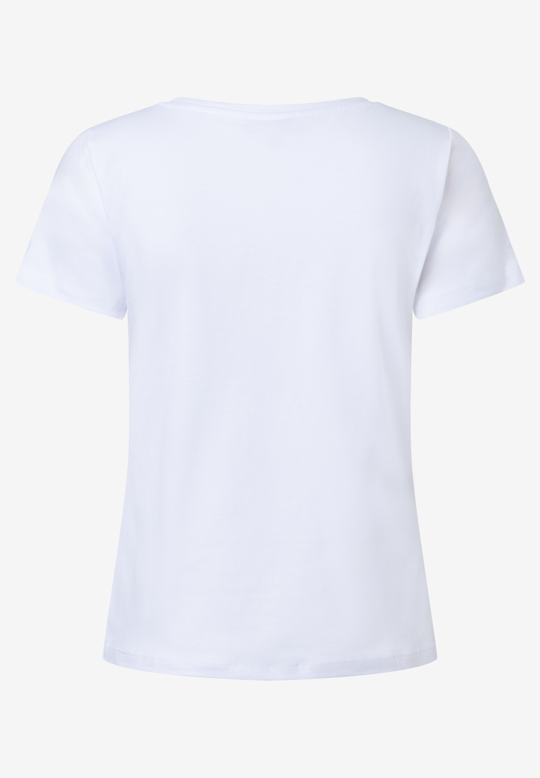 Ein schlichtes, weißes Jersey-Top von MORE & MORE mit kurzen Ärmeln, ideal für einen angenehmen Tragekomfort. Ein schlichtes, weißes Jersey-Top von MORE & MORE mit kurzen Ärmeln, ideal für einen angenehmen Tragekomfort.