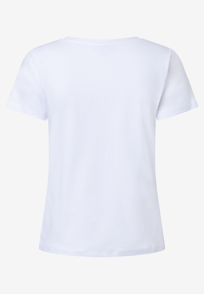 Ein schlichtes, weißes Jersey-Top von MORE & MORE mit kurzen Ärmeln, ideal für einen angenehmen Tragekomfort. Ein schlichtes, weißes Jersey-Top von MORE & MORE mit kurzen Ärmeln, ideal für einen angenehmen Tragekomfort.