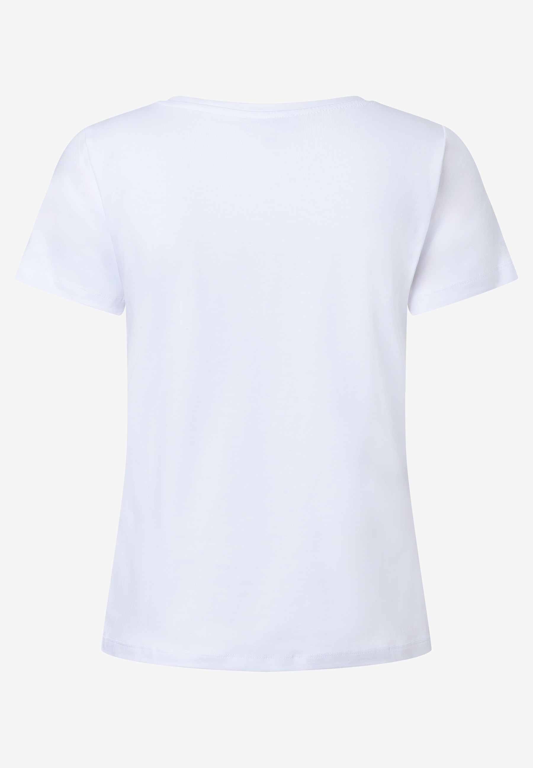 Ein schlichtes, weißes Jersey-Top von MORE & MORE mit kurzen Ärmeln, ideal für einen angenehmen Tragekomfort. Ein schlichtes, weißes Jersey-Top von MORE & MORE mit kurzen Ärmeln, ideal für einen angenehmen Tragekomfort.