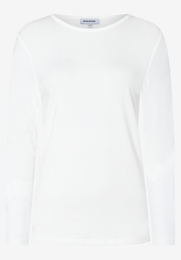 MORE & MORE Damen Langarmshirt in Weiß, Gr. 36. Klassisches Oberteil mit Rundhalsausschnitt und langen Ärmeln.
