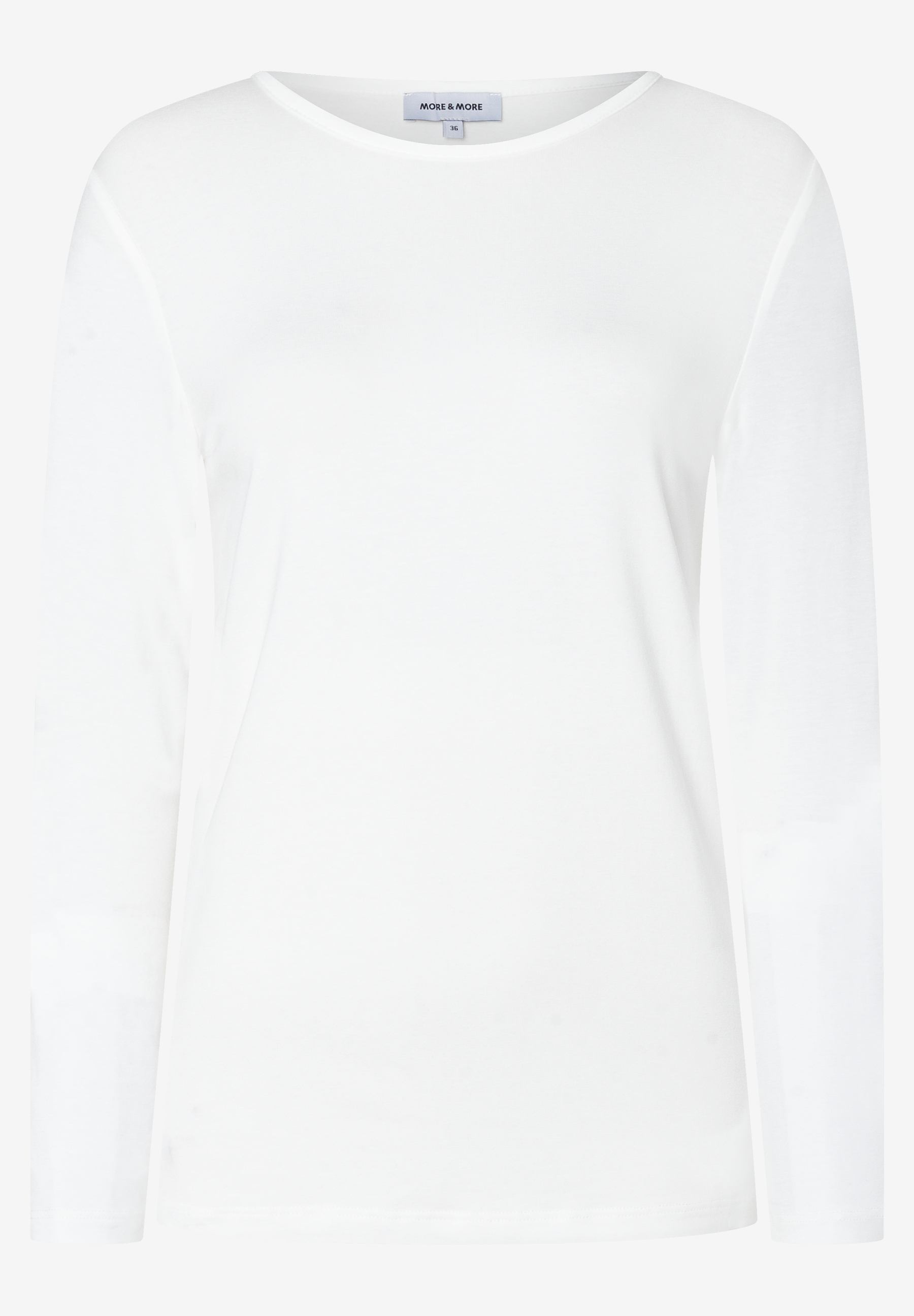 MORE & MORE Damen Langarmshirt in Weiß, Gr. 36. Klassisches Oberteil mit Rundhalsausschnitt und langen Ärmeln.