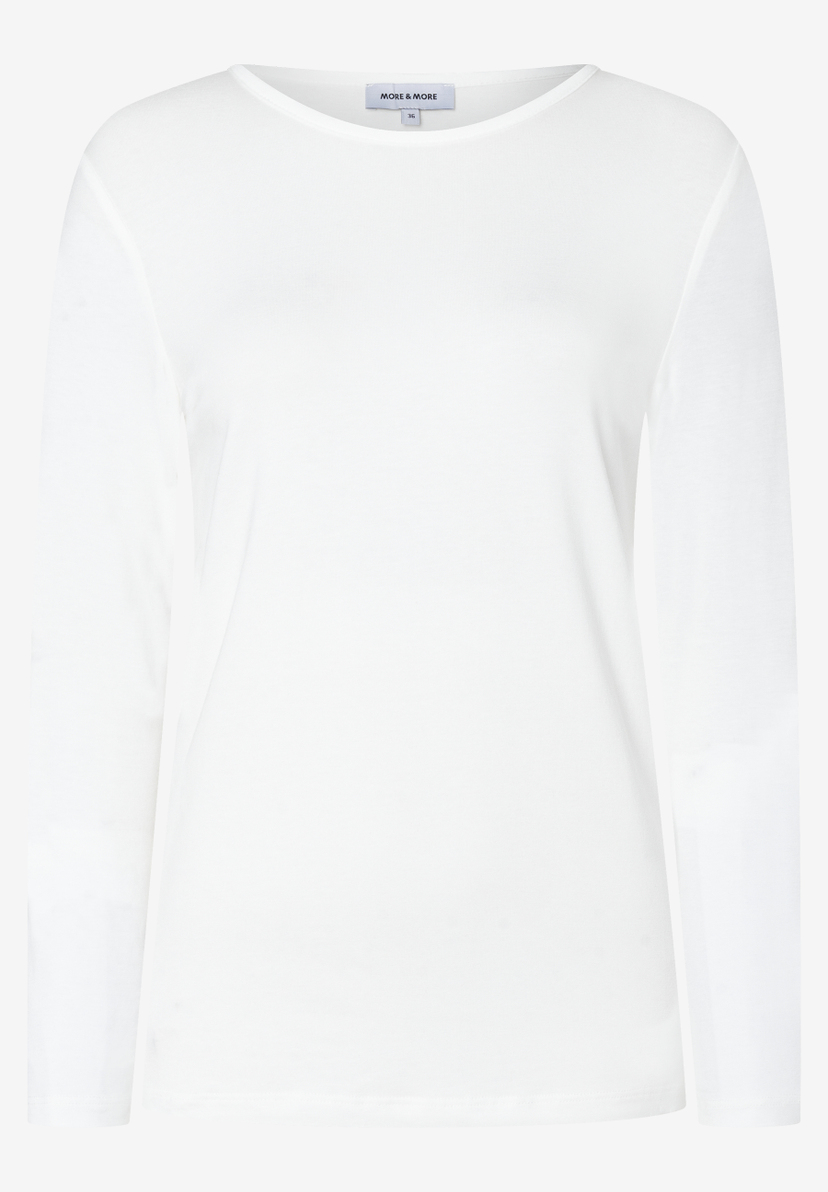 MORE & MORE Damen Langarmshirt in Weiß, Gr. 36. Klassisches Oberteil mit Rundhalsausschnitt und langen Ärmeln. MORE & MORE Damen Langarmshirt in Weiß, Gr. 36. Klassisches Oberteil mit Rundhalsausschnitt und langen Ärmeln.