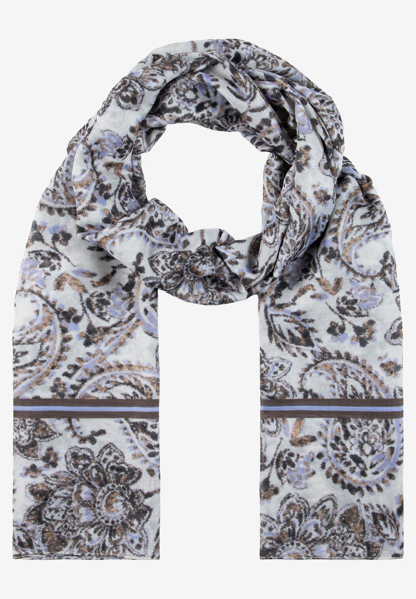MORE & MORE Schal mit Paisley-Muster. Ein Accessoire in hellen Tönen mit braunen und lila Details.