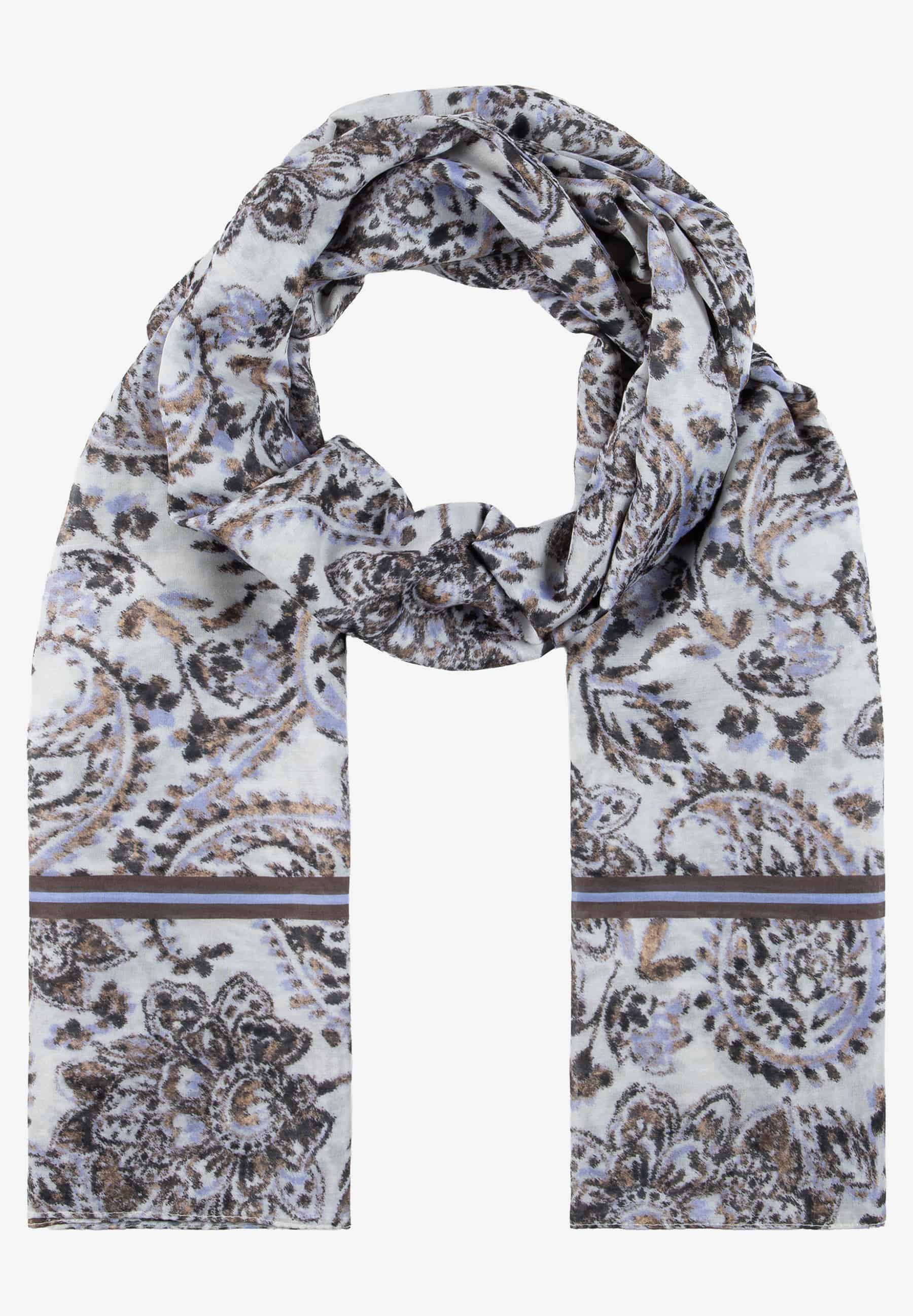 MORE & MORE Schal mit Paisley-Muster. Ein Accessoire in hellen Tönen mit braunen und lila Details. MORE & MORE Schal mit Paisley-Muster. Ein Accessoire in hellen Tönen mit braunen und lila Details.