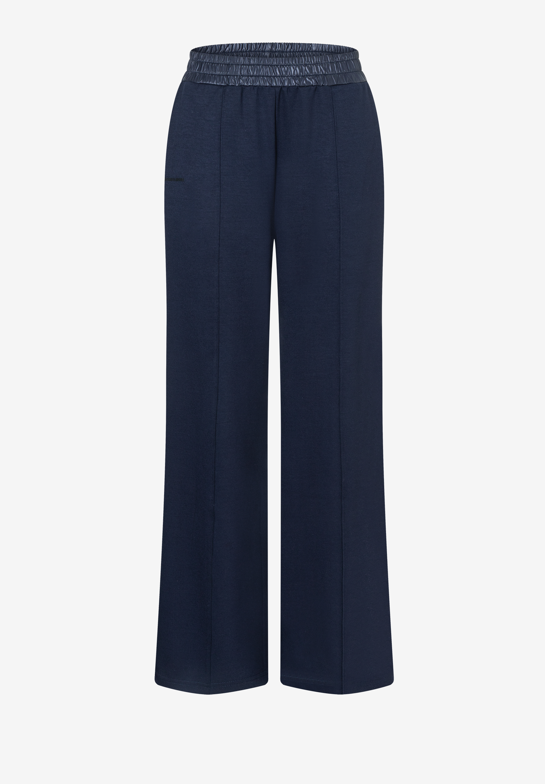MORE & MORE Jeans aus elastischem Jersey. Die dunkelblaue Hose hat ein glänzendes, gerafftes Bundband. MORE & MORE Jeans aus elastischem Jersey. Die dunkelblaue Hose hat ein glänzendes, gerafftes Bundband.