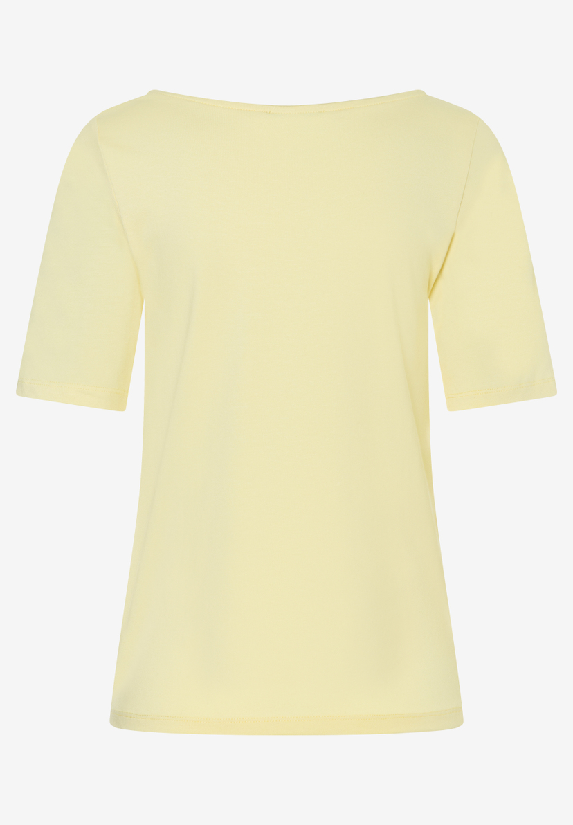MORE & MORE gelbes T-Shirt aus elastischem Jersey. Rundhals und kurze Ärmel, für angenehmen Tragekomfort. MORE & MORE gelbes T-Shirt aus elastischem Jersey. Rundhals und kurze Ärmel, für angenehmen Tragekomfort.