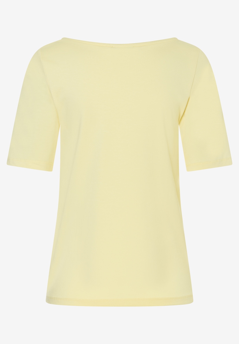 MORE & MORE gelbes T-Shirt aus elastischem Jersey. Rundhals und kurze Ärmel, für angenehmen Tragekomfort. MORE & MORE gelbes T-Shirt aus elastischem Jersey. Rundhals und kurze Ärmel, für angenehmen Tragekomfort.