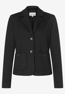 MORE & MORE Kurz-Blazer in Schwarz, mit zwei Knöpfen, Reverskragen und aufgesetzten Vordertaschen.