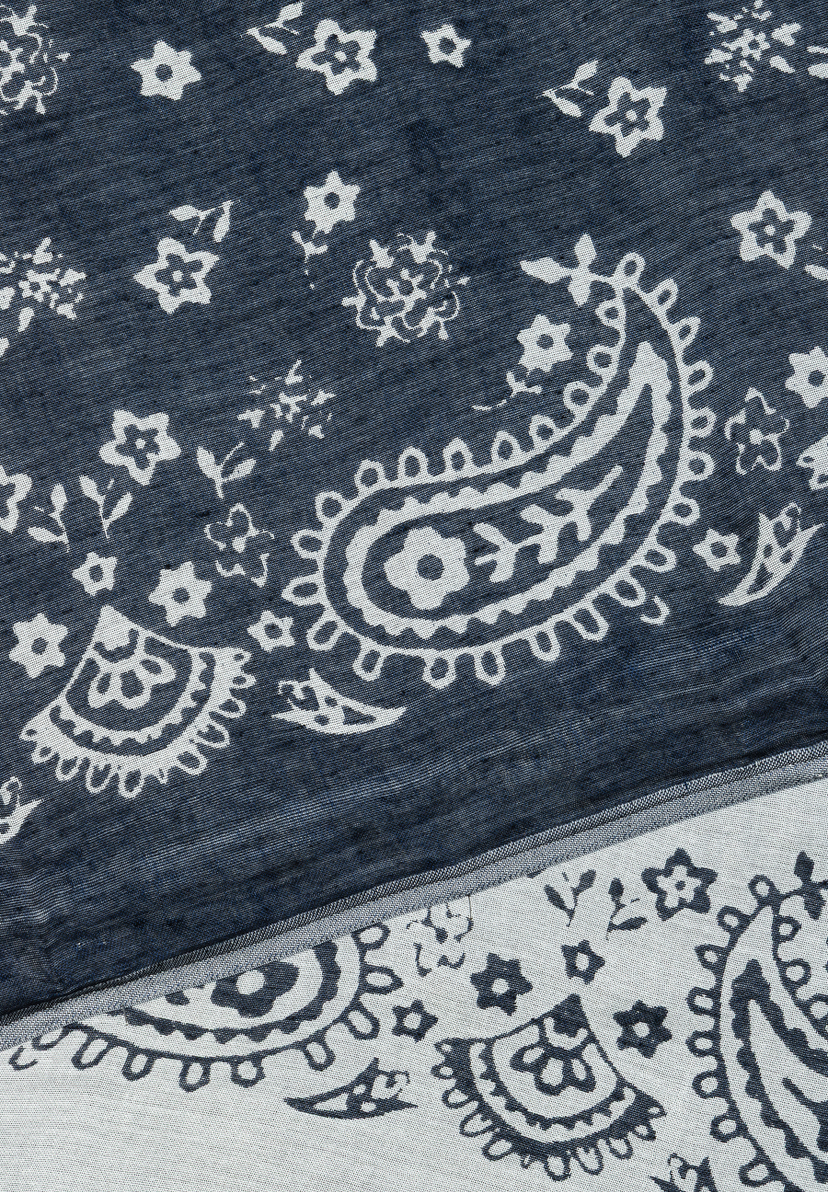 MORE & MORE Accessoires: Tuch mit Paisley-Muster in Dunkelblau und Weiß. MORE & MORE Accessoires: Tuch mit Paisley-Muster in Dunkelblau und Weiß.