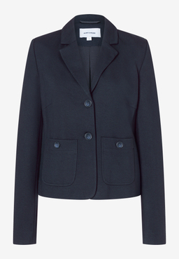 MORE & MORE Kurzblazer in Dunkelblau mit 2 Knöpfen & aufgesetzten Taschen