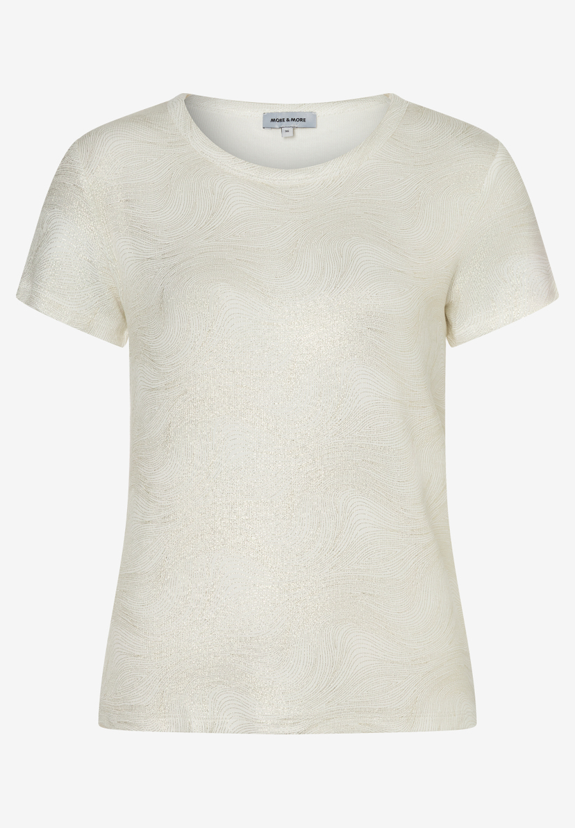 Ein MORE & MORE T-Shirt mit kurzen Ärmeln und einem wellenförmigen Muster. Ein MORE & MORE T-Shirt mit kurzen Ärmeln und einem wellenförmigen Muster.