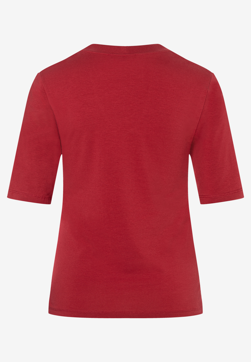 MORE & MORE rotes Jersey-T-Shirt mit kurzen Ärmeln, angenehmer Tragekomfort und hautfreundlich. MORE & MORE rotes Jersey-T-Shirt mit kurzen Ärmeln, angenehmer Tragekomfort und hautfreundlich.