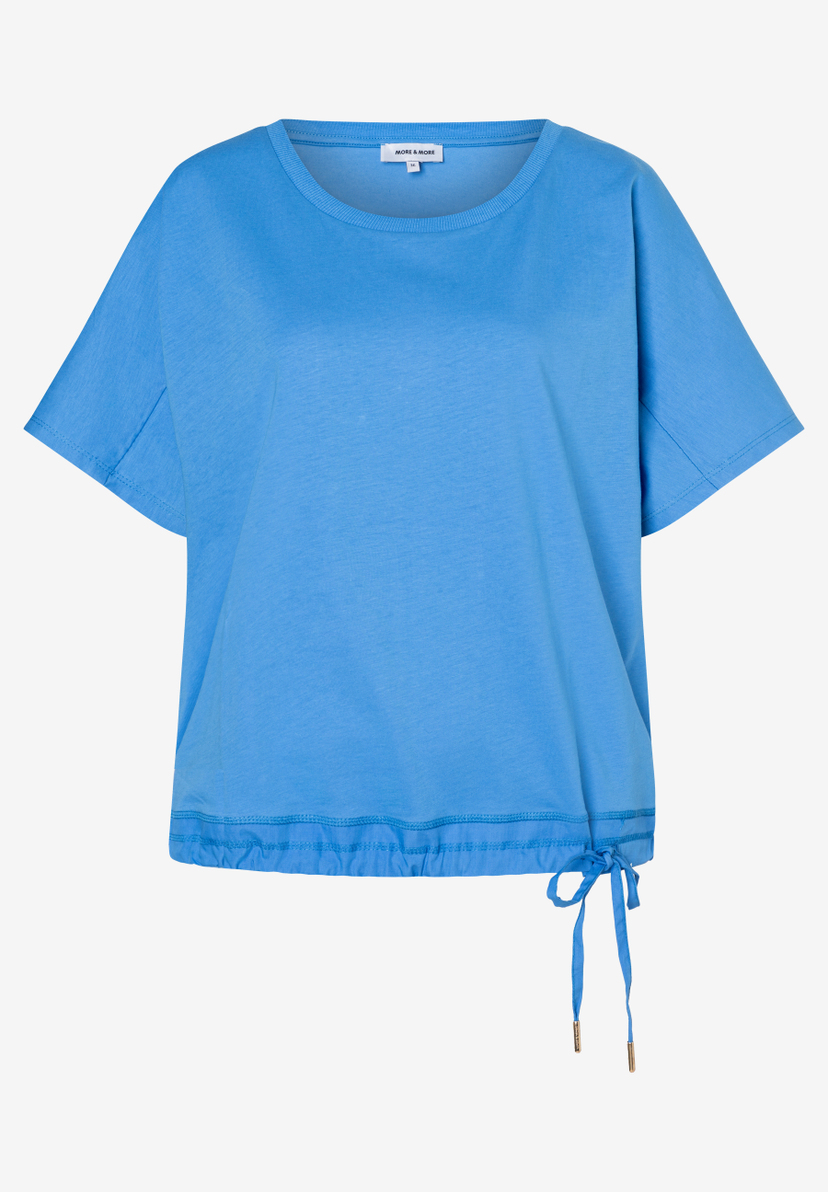 MORE & MORE Damen T-Shirt in Hellblau mit Tunnelzug am Saum, Jerseymix, softer Griff. MORE & MORE Damen T-Shirt in Hellblau mit Tunnelzug am Saum, Jerseymix, softer Griff.