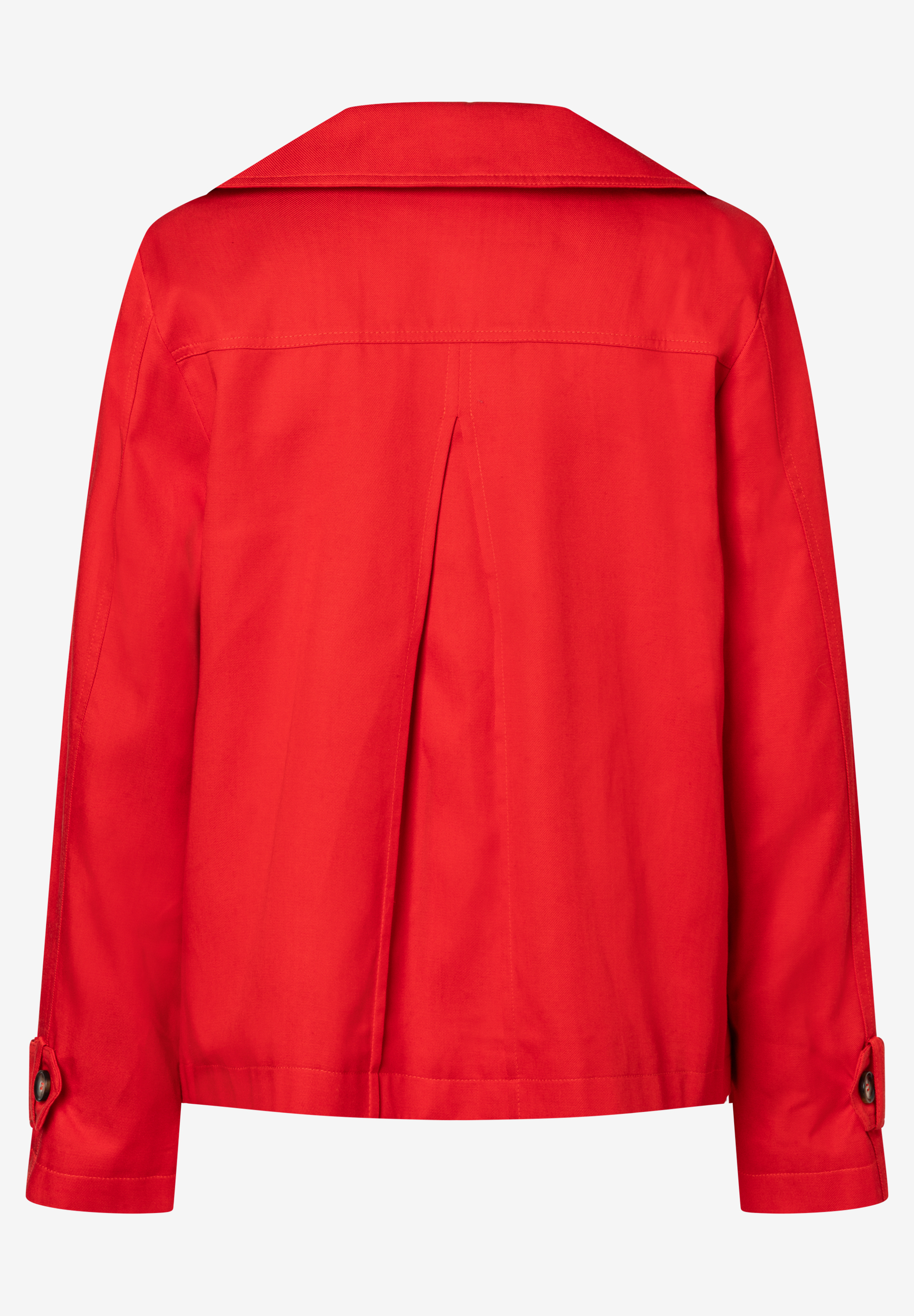 Eine rote MORE & MORE Jacke aus Twill mit Kragen und langen Ärmeln. Eine rote MORE & MORE Jacke aus Twill mit Kragen und langen Ärmeln.