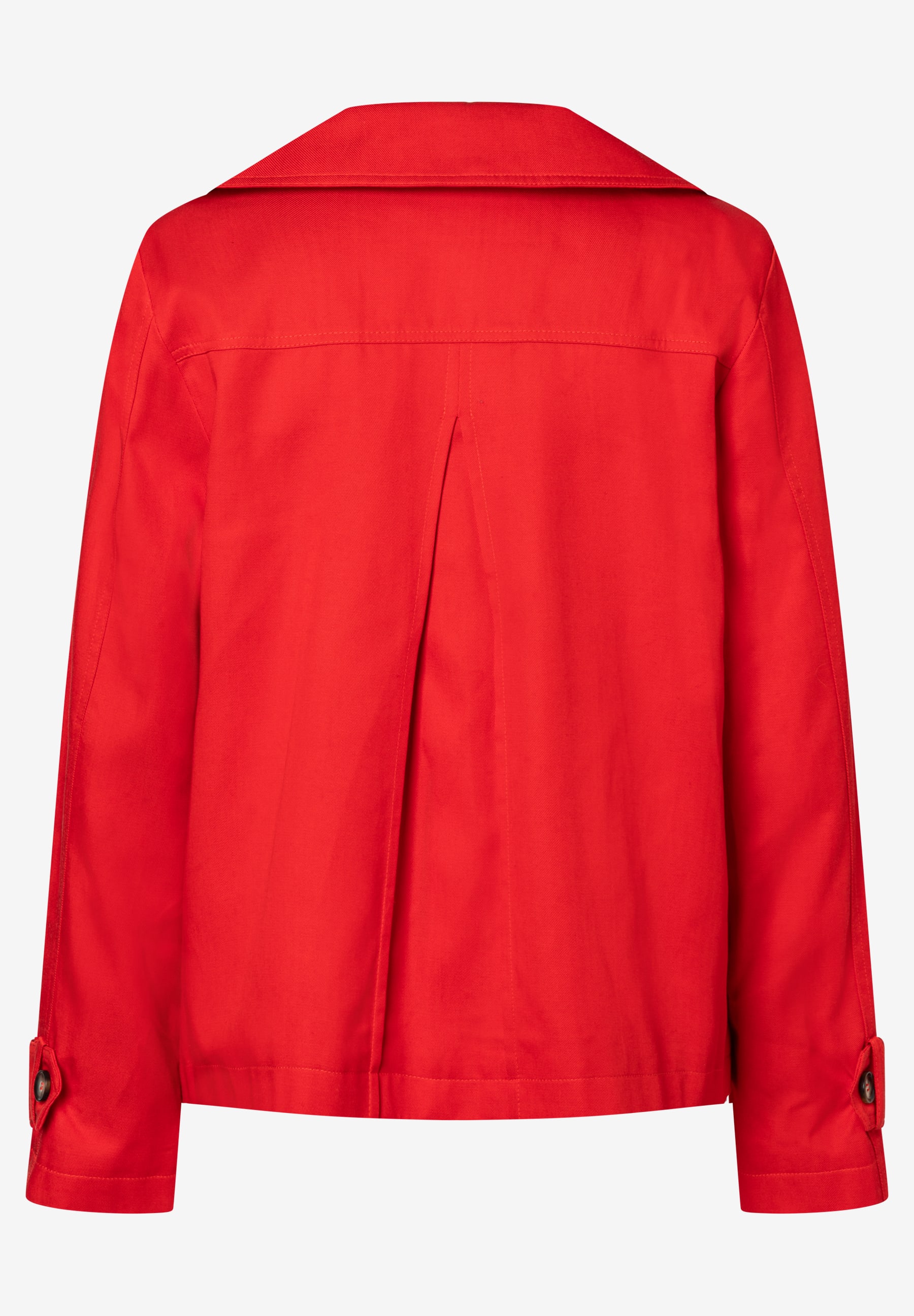 Eine rote MORE & MORE Jacke aus Twill mit Kragen und langen Ärmeln. Eine rote MORE & MORE Jacke aus Twill mit Kragen und langen Ärmeln.