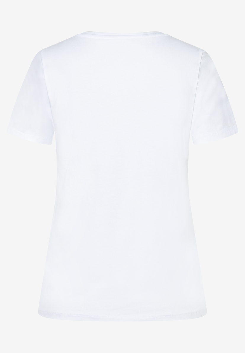 Ein weißes MORE & MORE T-Shirt mit kurzem Arm und Rundhals aus Jersey. Ein weißes MORE & MORE T-Shirt mit kurzem Arm und Rundhals aus Jersey.