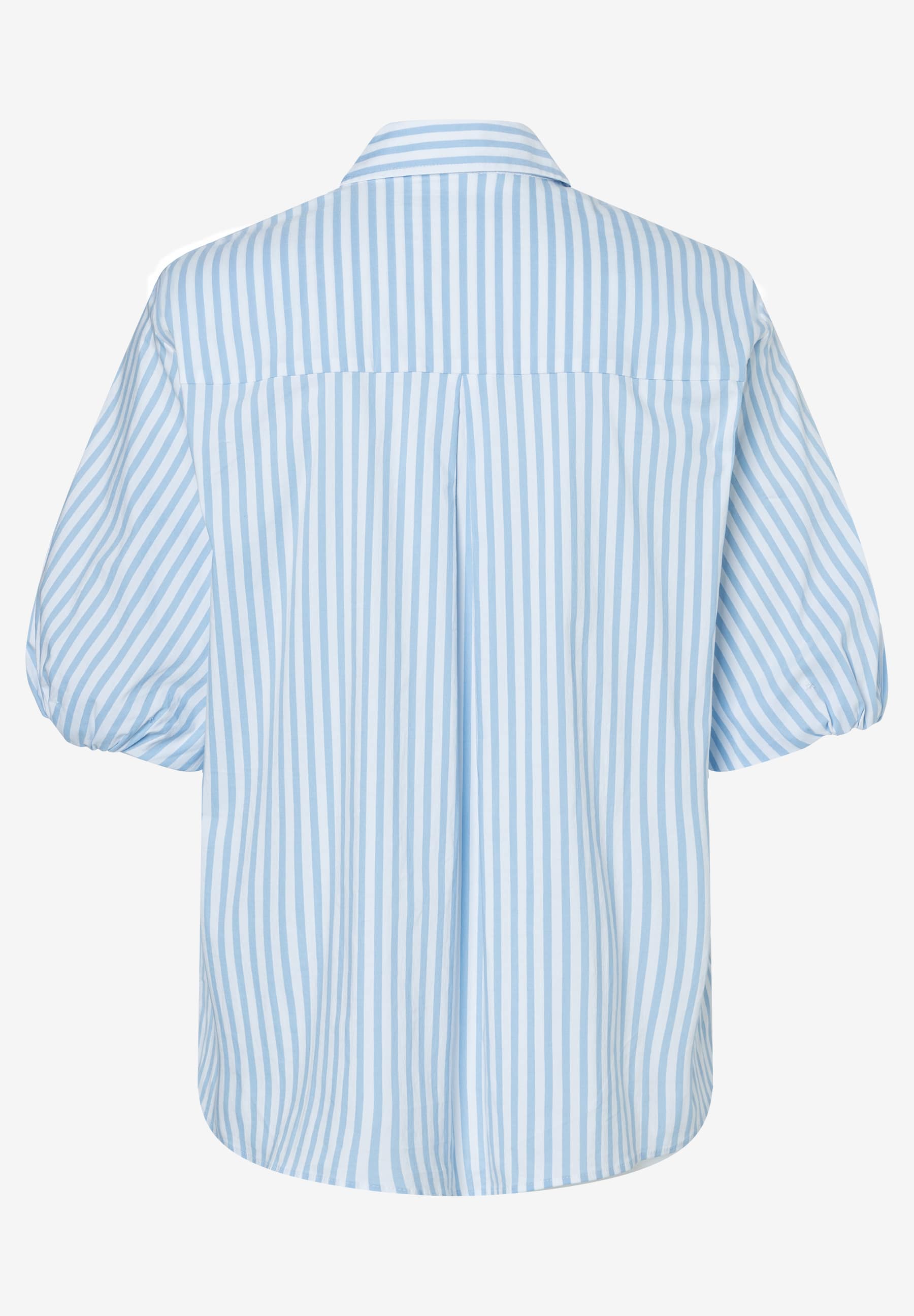 Eine MORE & MORE Bluse mit blau-weißen Streifen und Puffärmeln, aus Popeline. Eine MORE & MORE Bluse mit blau-weißen Streifen und Puffärmeln, aus Popeline.